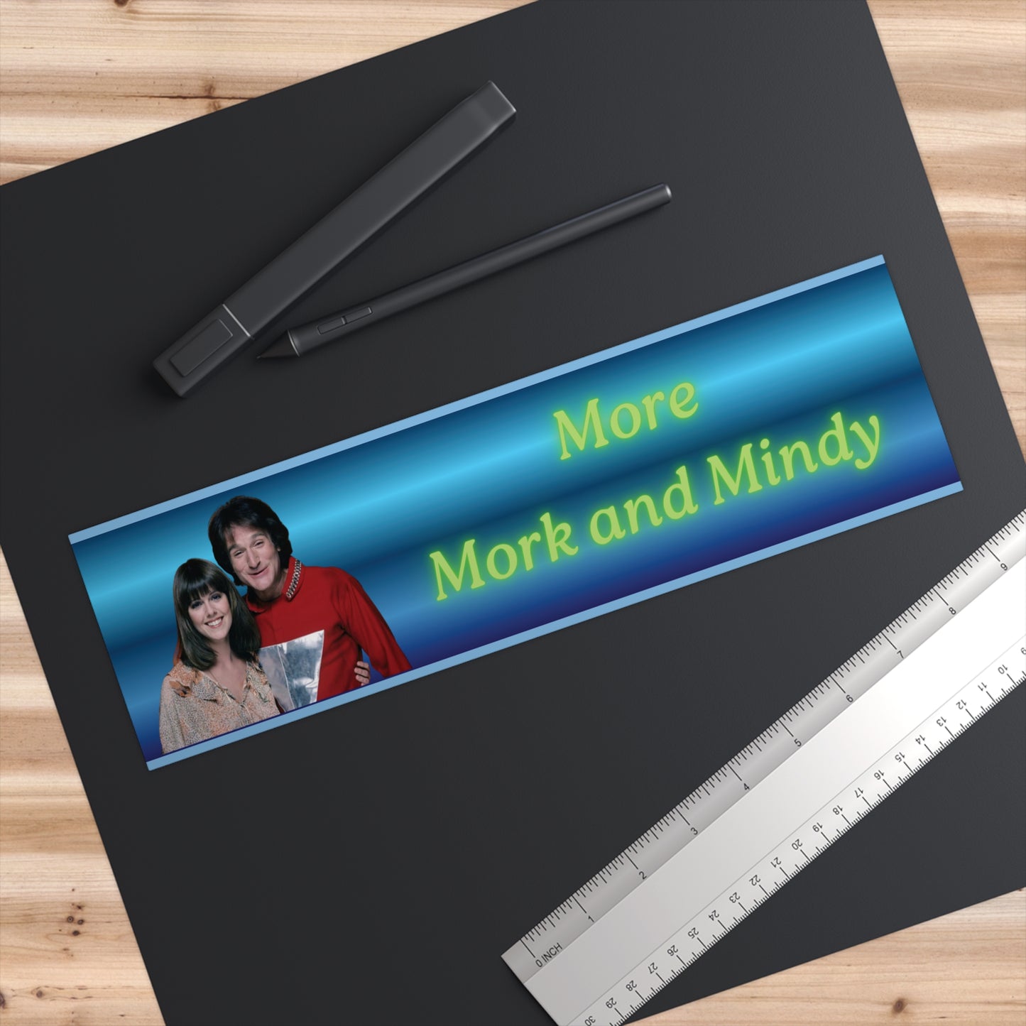 "More Mork and Mindy" Retro Bumper Sticker Nanu Nanu - for the fans of Robin Williams Classic TV Show 1970s, a classic television sticker