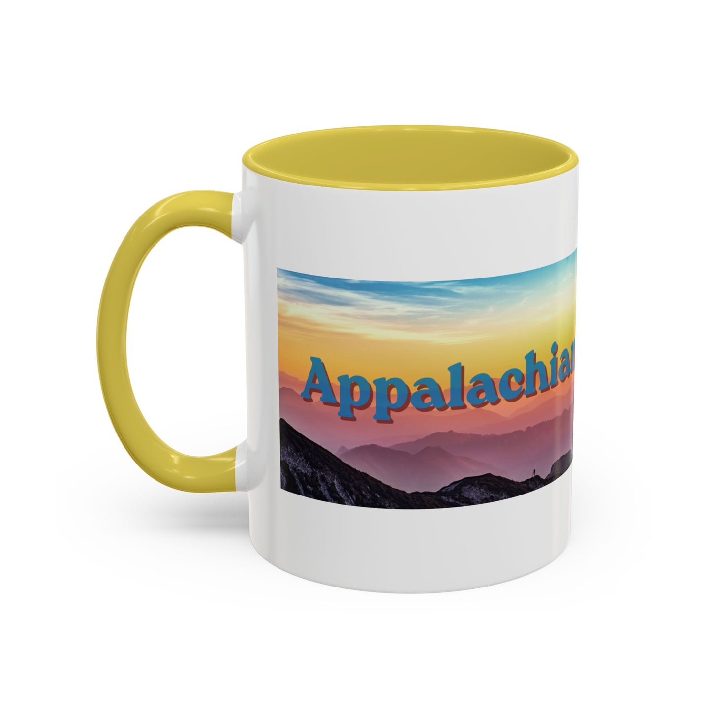 Appalachian Mountain Sunset Mug — "Appalachian? Appsolutely!" Colorful Coffee Cup (11oz/15oz)