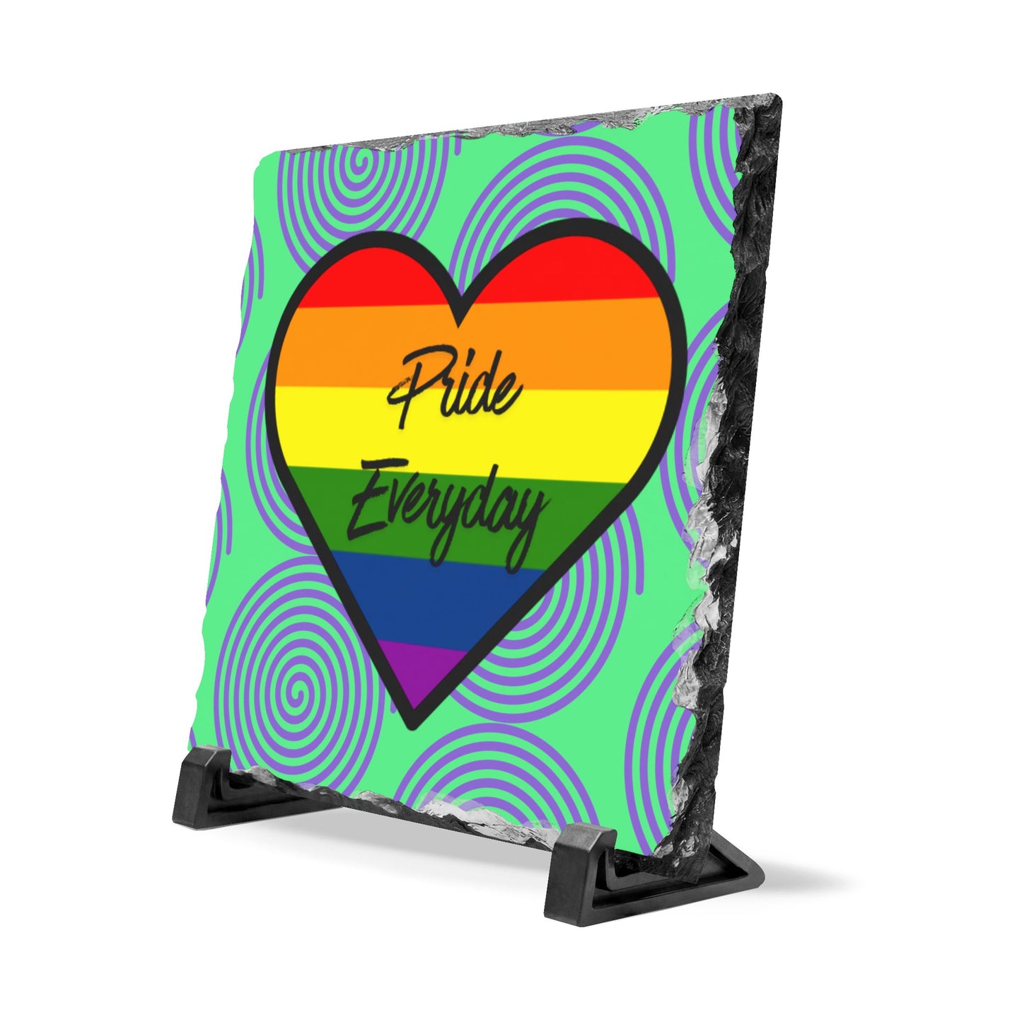 Pride Everyday Sign - Slate Desk Plaque for Office, Classroom, or Home CELEBRATE PRIDE DAILY LGBTQIA+ LOVE IS LOVE
