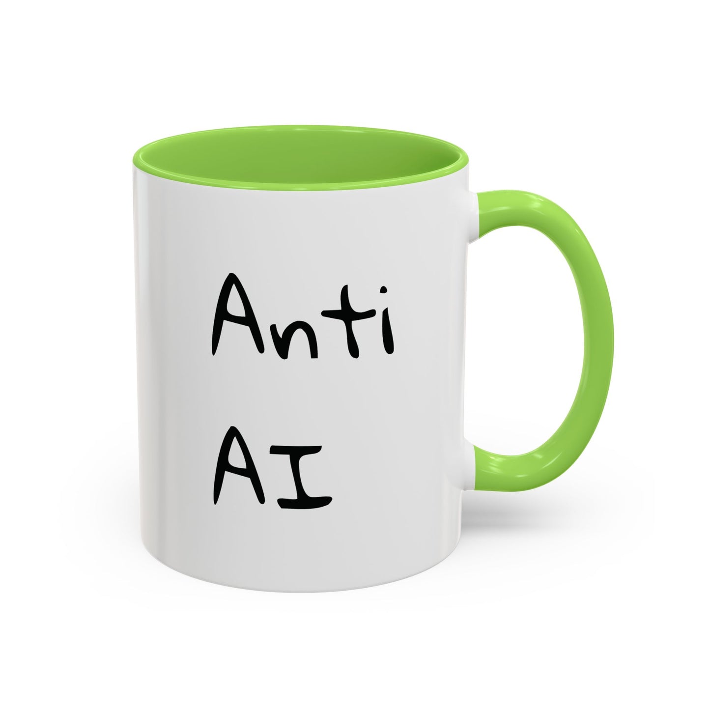 Anti AI Coffee Mug – Funny Novelty 11oz/15oz Color Accent Ceramic Mug