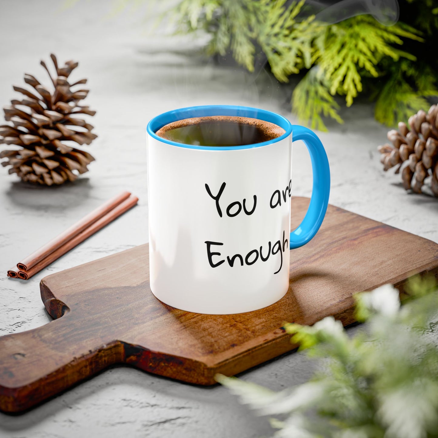 CAT LGBTQ Pride Parade "You are Enough" Coffee Mug — Color Accent 11oz & 15oz - Kitties on Parade!