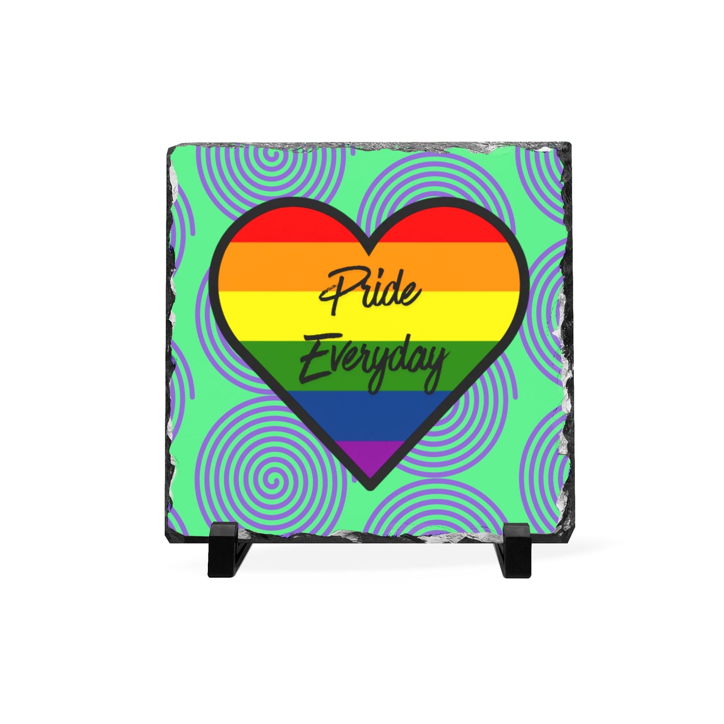 Pride Everyday Sign - Slate Desk Plaque for Office, Classroom, or Home CELEBRATE PRIDE DAILY LGBTQIA+ LOVE IS LOVE