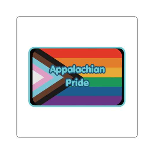 Appalachian Pride Square Sticker — Rainbow LGBTQ+ Inclusive Mountain Pride Decal