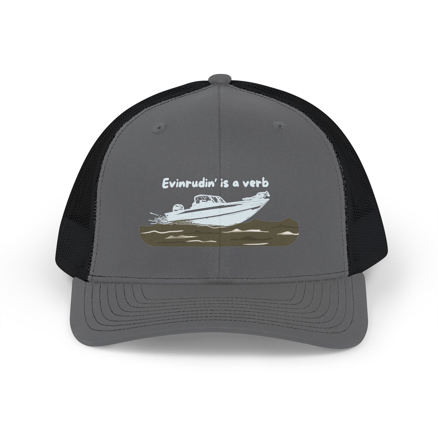 Boat Life Trucker Hat / Cap — "Evinrudin is a Verb" Snapback Hat celebrating days on the lake or river and Summer vibes