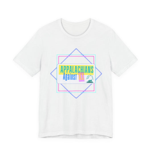 Appalachians Against A.I. - ANTI AI Graphic Tee 1980s style eighties design - Statement shirt - STOP Data centers from taking our beautiful Appalachian Land