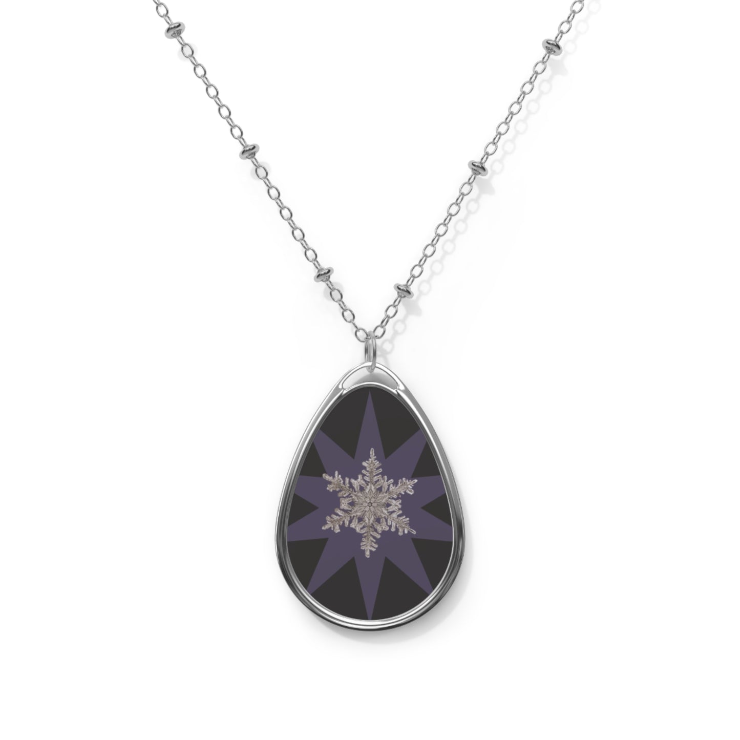 Original Design Necklace - GRACE - Black and Purple Star Real Snowflake Photo Pendant — Archival Photograph, Elegant Winter Jewelry Gift designed by Appalachian Collections