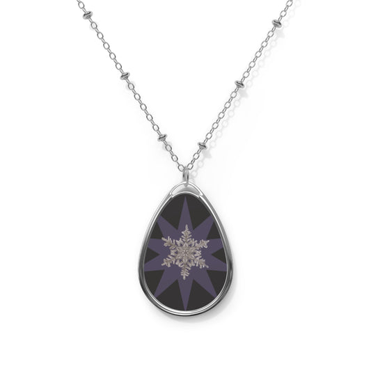 Original Design Necklace - GRACE - Black and Purple Star Real Snowflake Photo Pendant — Archival Photograph, Elegant Winter Jewelry Gift designed by Appalachian Collections