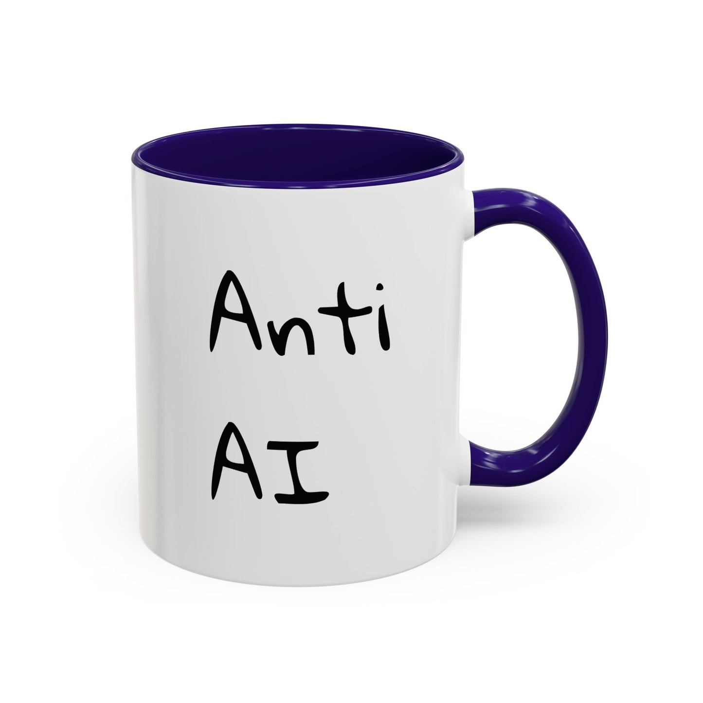 Anti AI Coffee Mug – Funny Novelty 11oz/15oz Color Accent Ceramic Mug