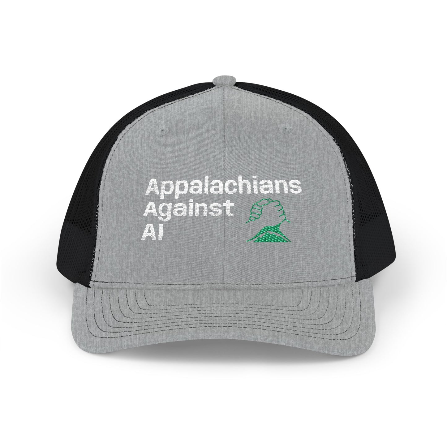 Appalachians Against AI - Snapback Trucker Hat — Mountain Pride Mesh Cap SAVE APPALACHIA FROM DATA CENTERS - ANTI AI hat