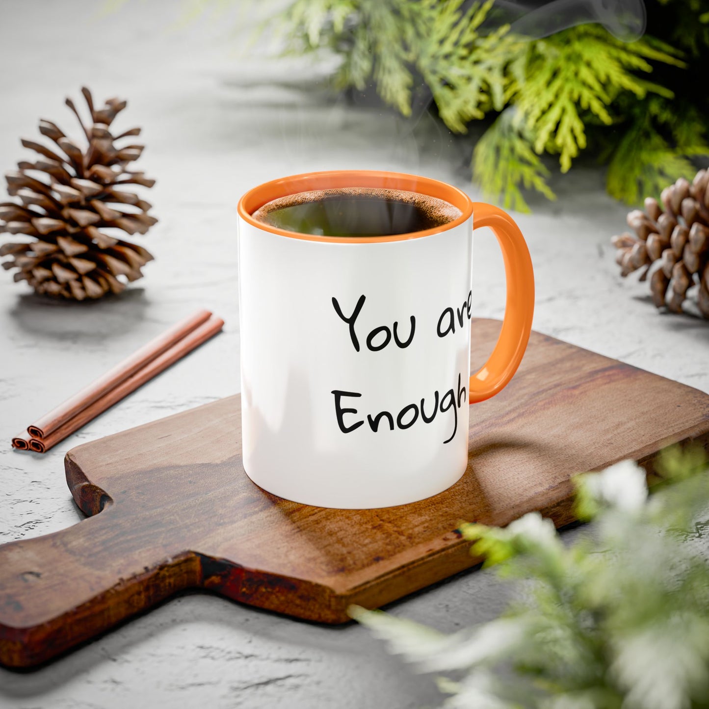 CAT LGBTQ Pride Parade "You are Enough" Coffee Mug — Color Accent 11oz & 15oz - Kitties on Parade!