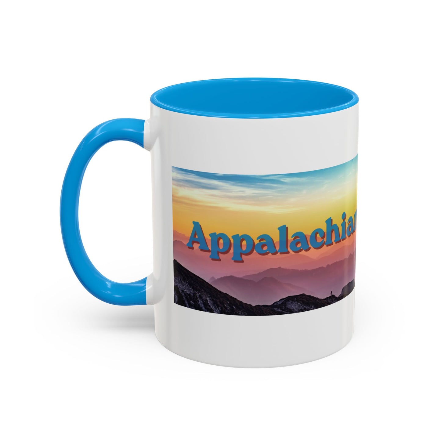 Appalachian Mountain Sunset Mug — "Appalachian? Appsolutely!" Colorful Coffee Cup (11oz/15oz)