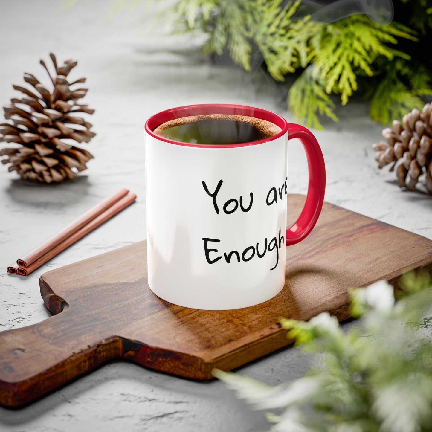 CAT LGBTQ Pride Parade "You are Enough" Coffee Mug — Color Accent 11oz & 15oz - Kitties on Parade!