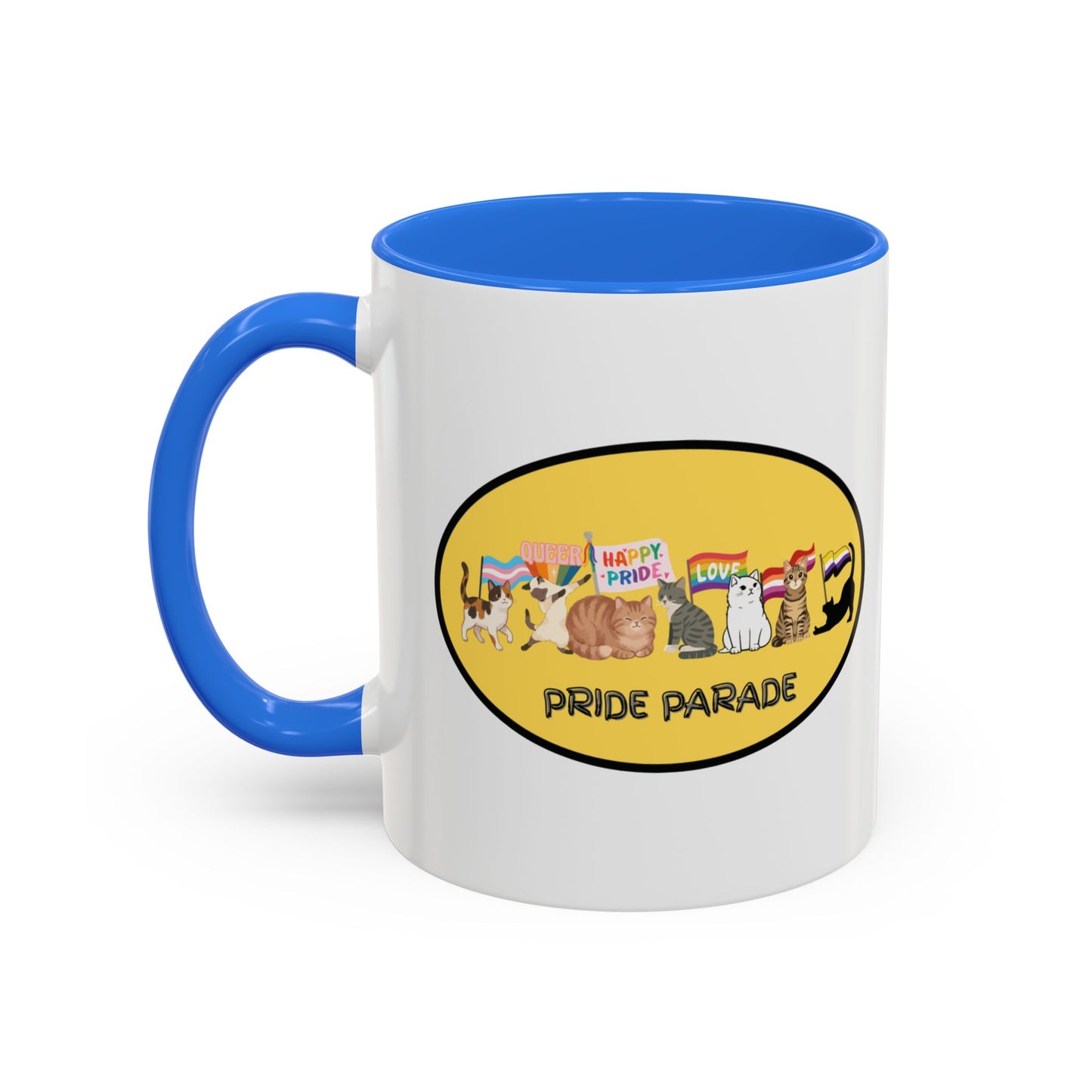 CAT LGBTQ Pride Parade "You are Enough" Coffee Mug — Color Accent 11oz & 15oz - Kitties on Parade!
