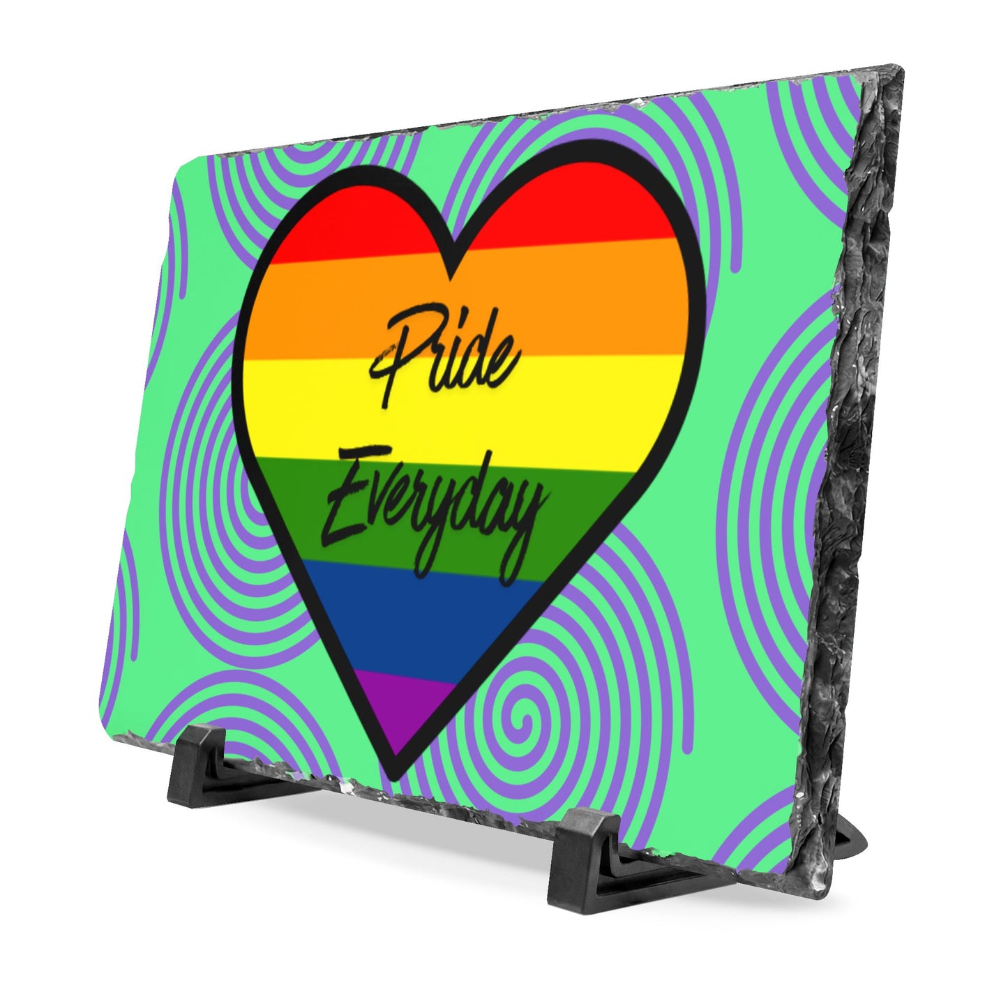 Pride Everyday Sign - Slate Desk Plaque for Office, Classroom, or Home CELEBRATE PRIDE DAILY LGBTQIA+ LOVE IS LOVE