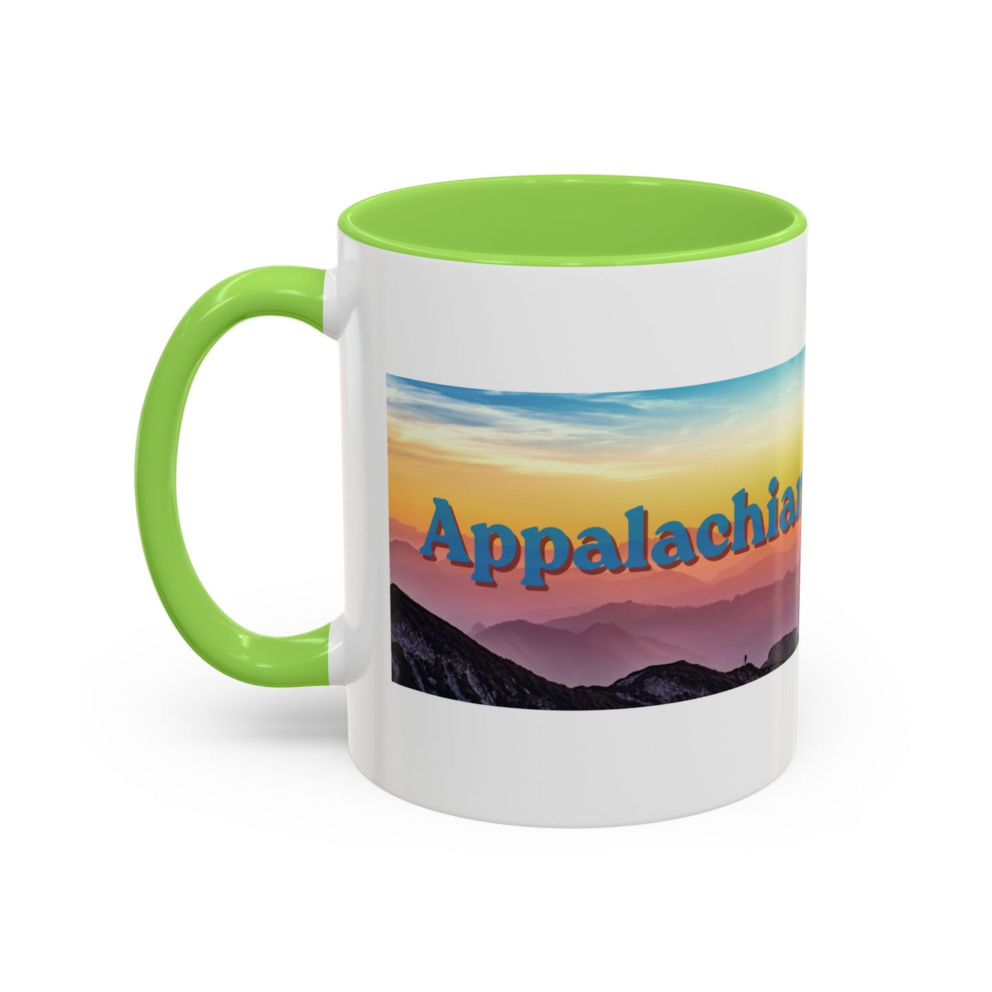 Appalachian Mountain Sunset Mug — "Appalachian? Appsolutely!" Colorful Coffee Cup (11oz/15oz)