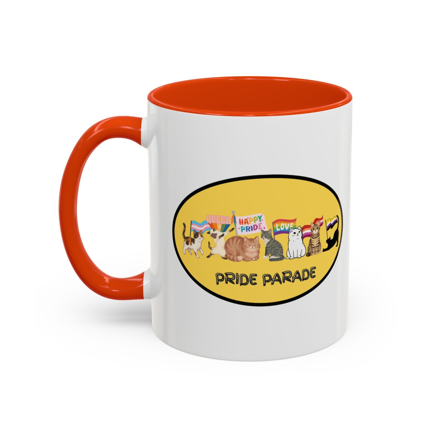 CAT LGBTQ Pride Parade "You are Enough" Coffee Mug — Color Accent 11oz & 15oz - Kitties on Parade!