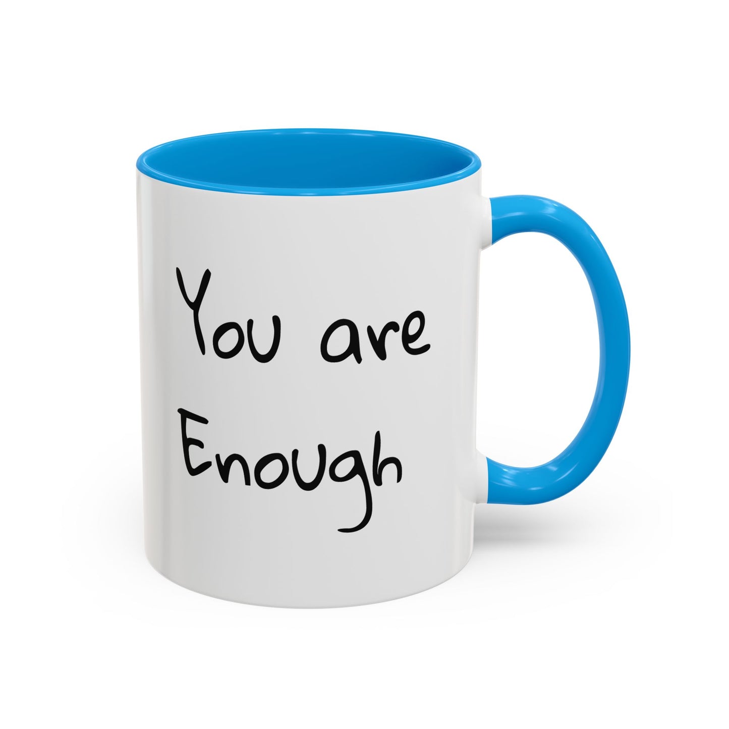 CAT LGBTQ Pride Parade "You are Enough" Coffee Mug — Color Accent 11oz & 15oz - Kitties on Parade!