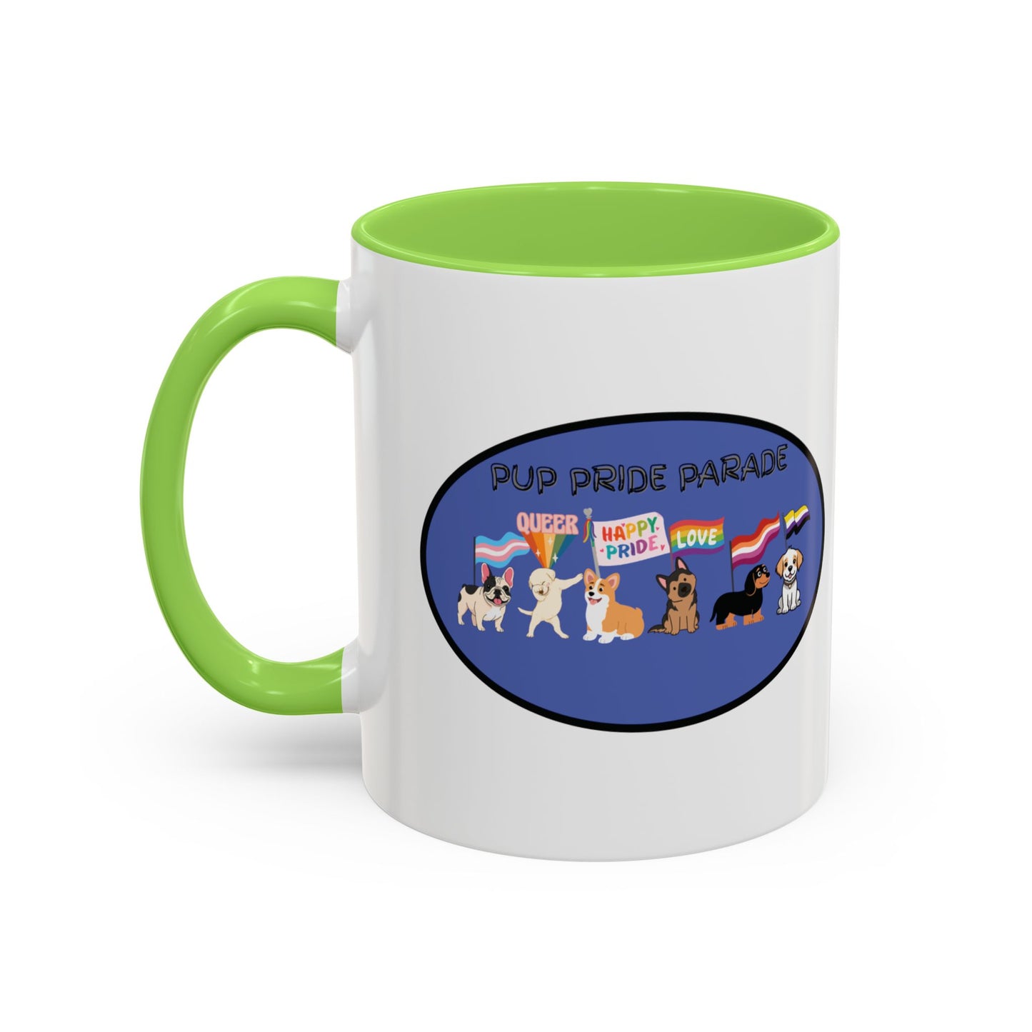 PUP PRIDE PARADE - LGBTQ Pride Parade with Dogs - Pet PRIDE Choose your own color - Colorful Mugs (11oz, 15oz) Gay Pride LGBTQIA+ Pride Month