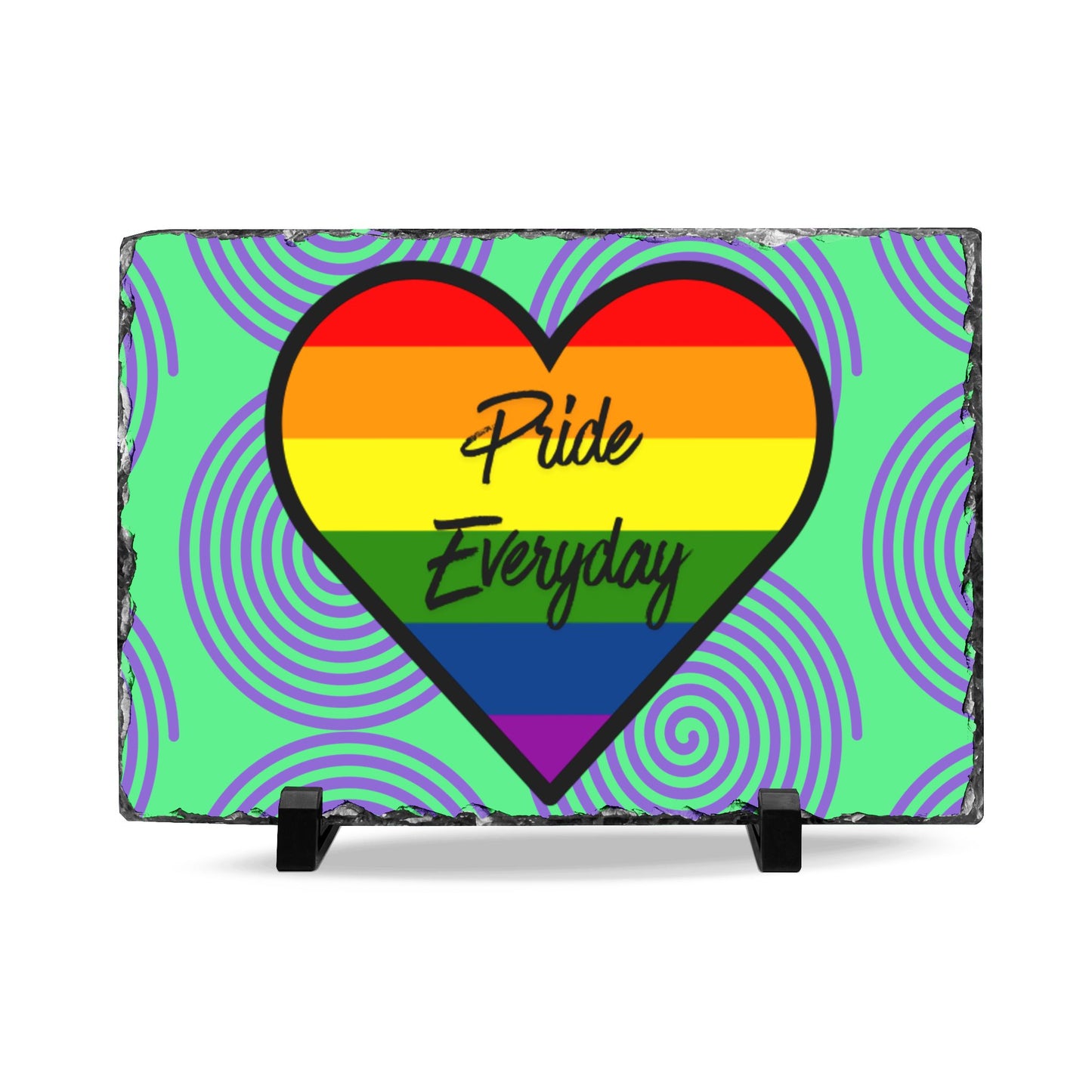 Pride Everyday Sign - Slate Desk Plaque for Office, Classroom, or Home CELEBRATE PRIDE DAILY LGBTQIA+ LOVE IS LOVE