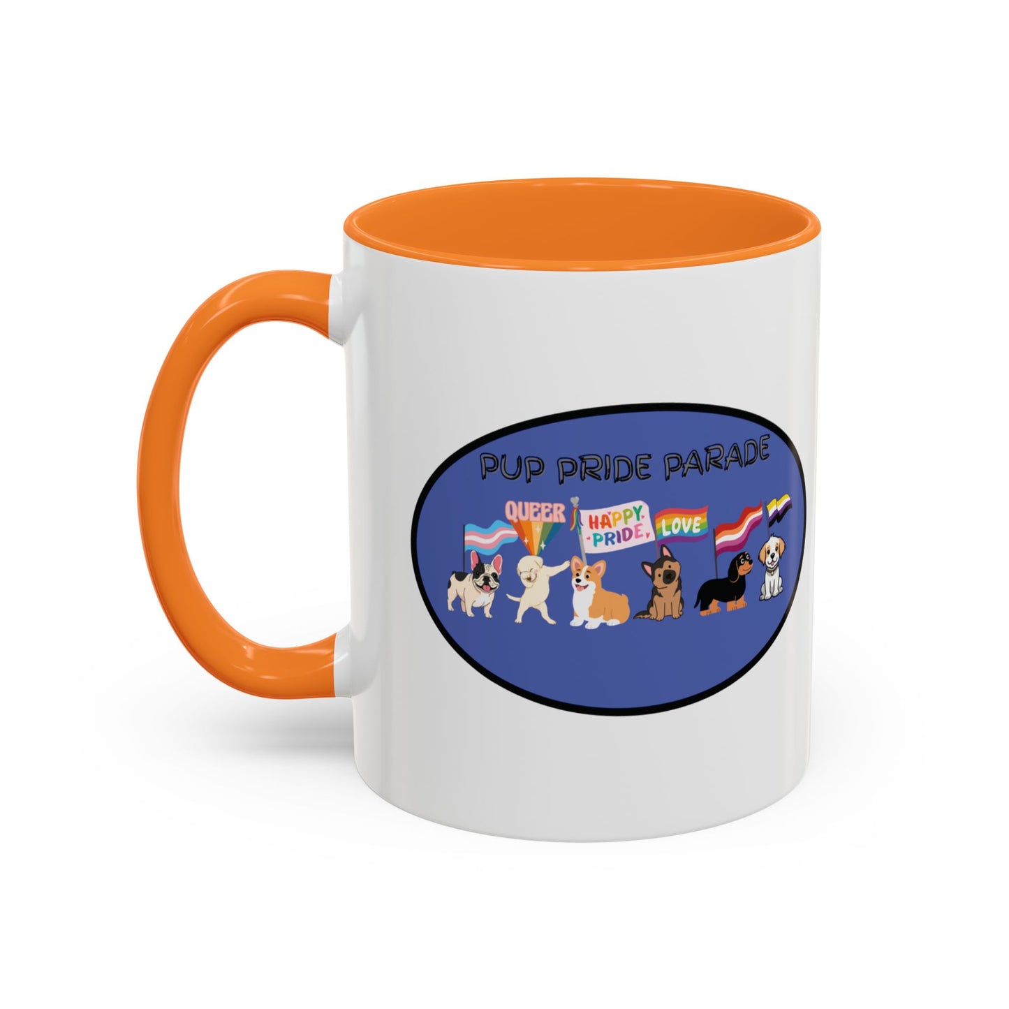 PUP PRIDE PARADE - LGBTQ Pride Parade with Dogs - Pet PRIDE Choose your own color - Colorful Mugs (11oz, 15oz) Gay Pride LGBTQIA+ Pride Month
