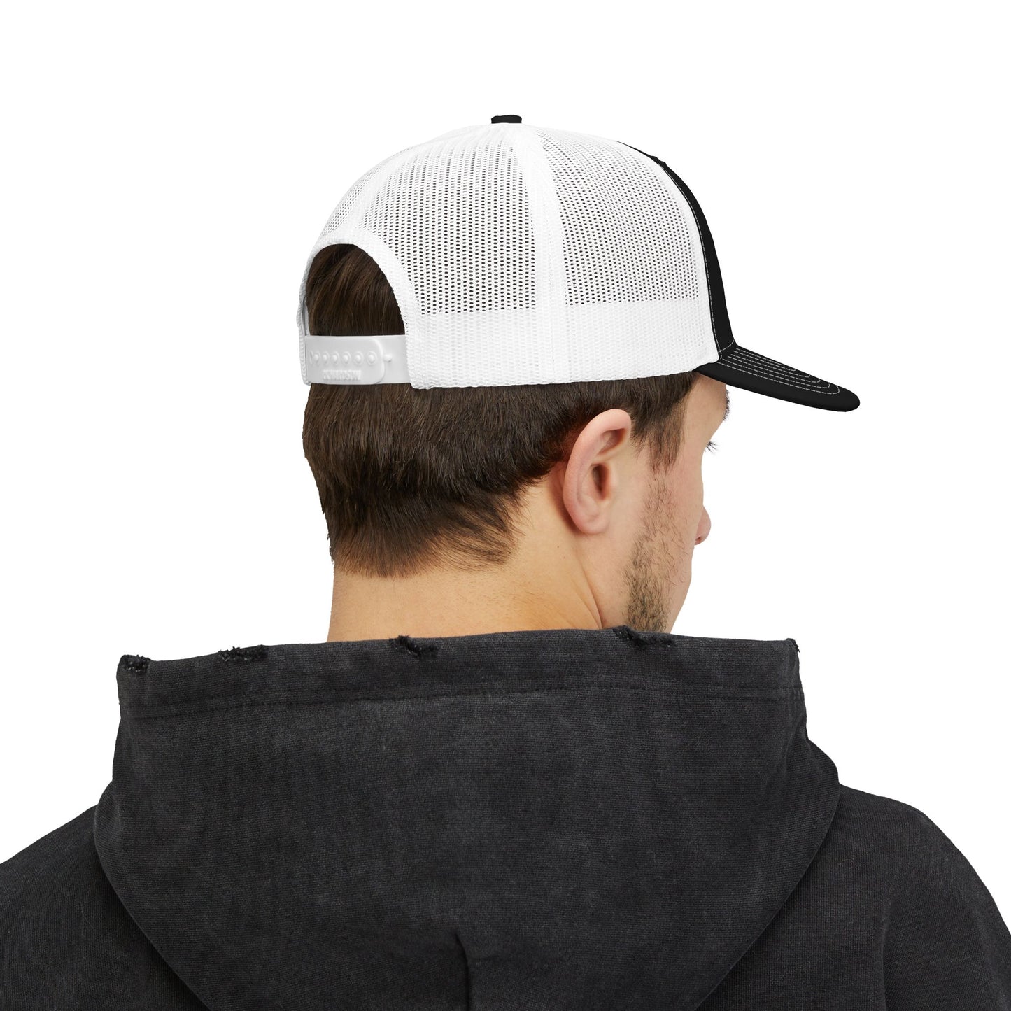 ANTI AI Snapback Trucker Hat – Retro White-Black Mesh Cap for Those who DETEST AI and want the world to know! NO AI and NO DATA CENTERS