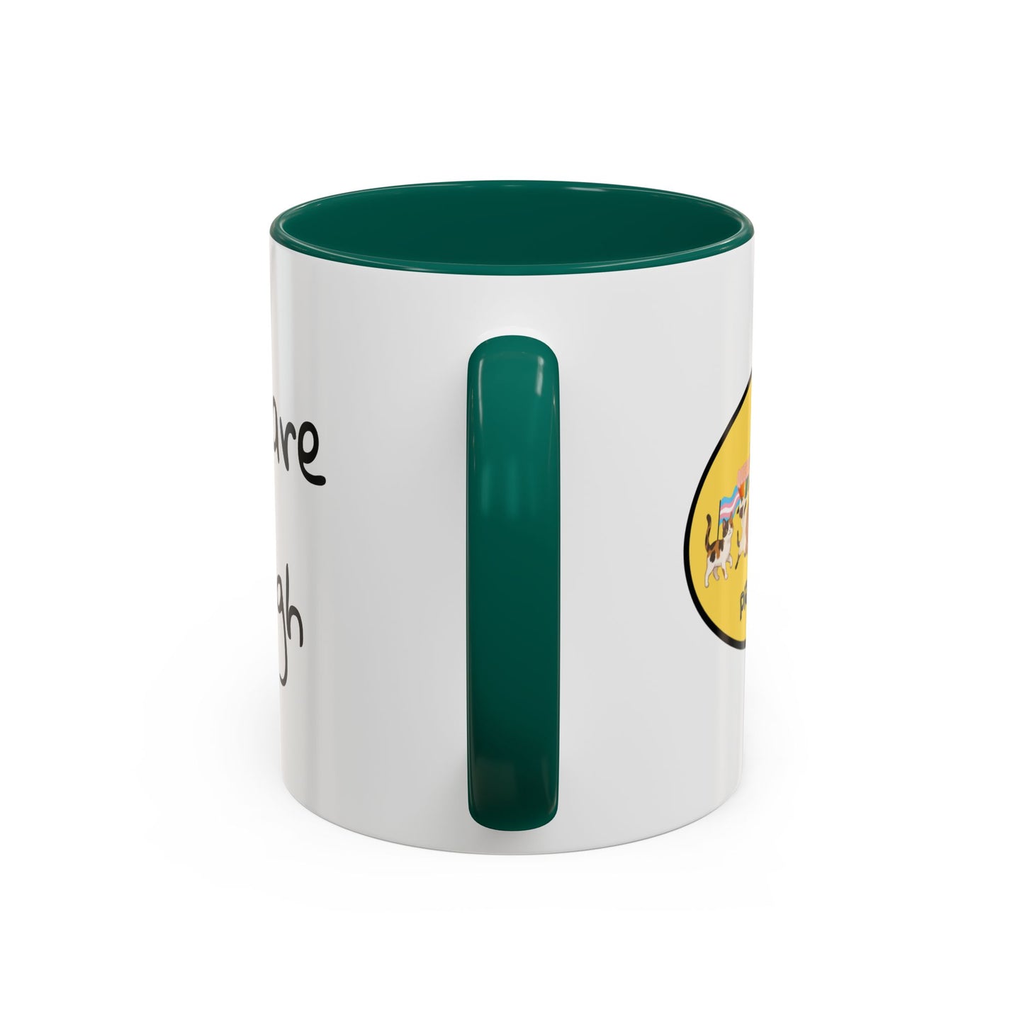 CAT LGBTQ Pride Parade "You are Enough" Coffee Mug — Color Accent 11oz & 15oz - Kitties on Parade!