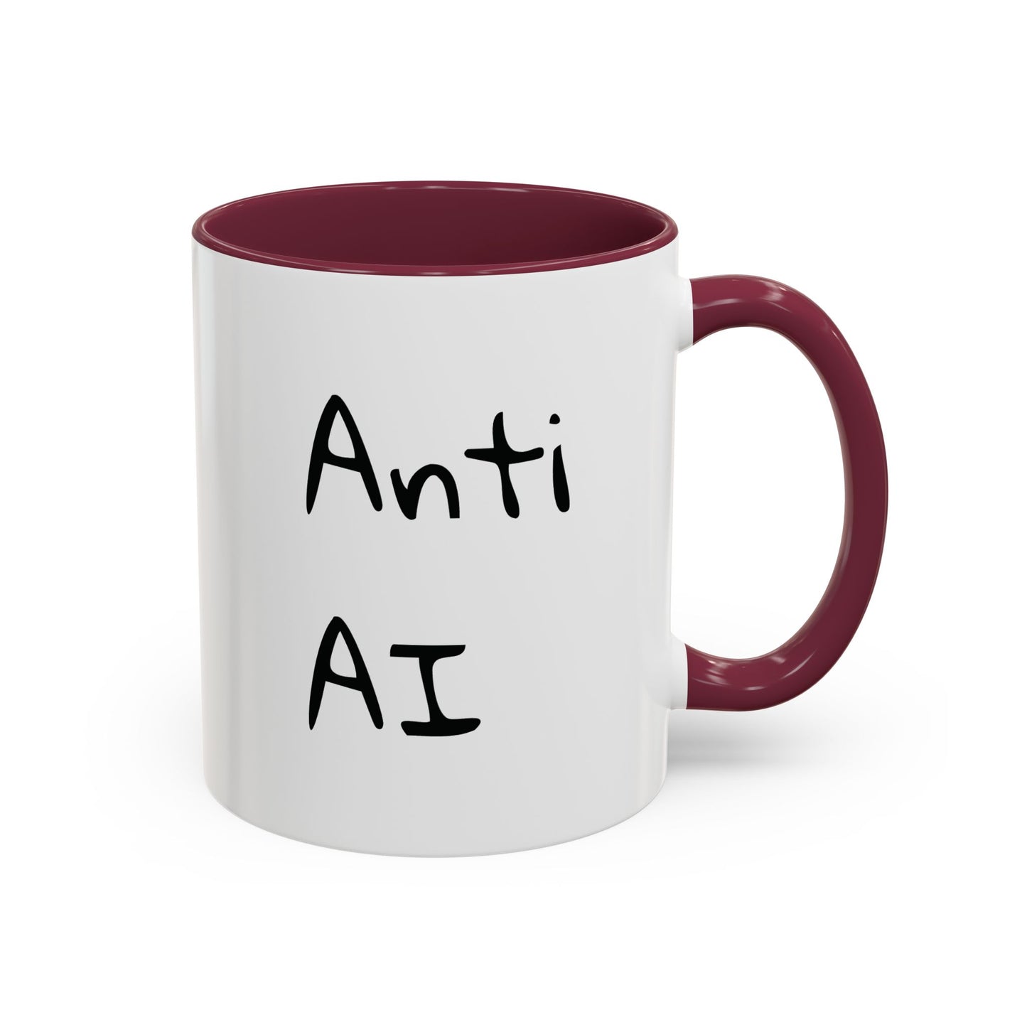 Anti AI Coffee Mug – Funny Novelty 11oz/15oz Color Accent Ceramic Mug