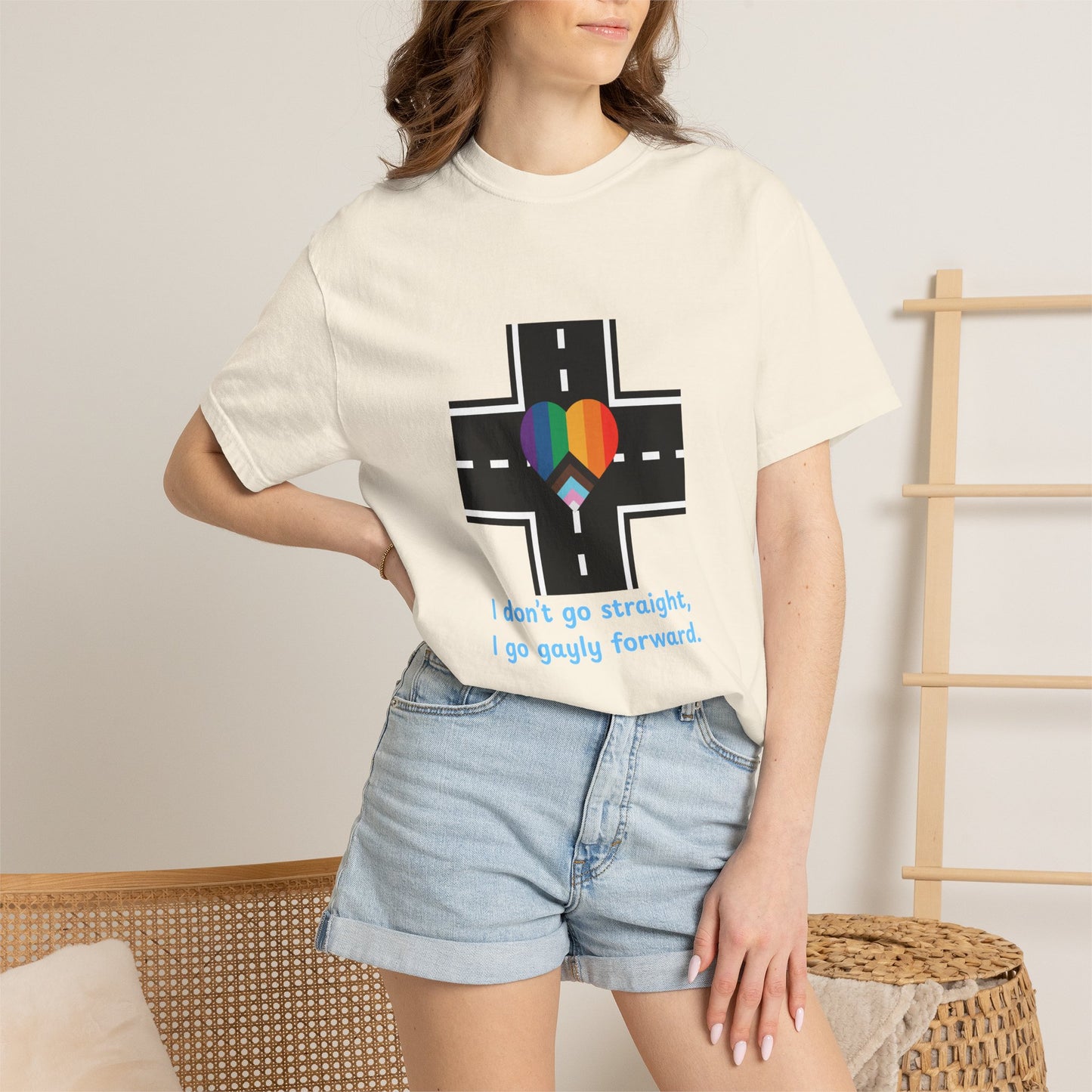 T-shirt in a Rainbow of Colors "I don't go straight, I go gayly forward" LGBTQ+ Pride Gay Lesbian Bisexual shirt WOMAN OWNED BUSINESS