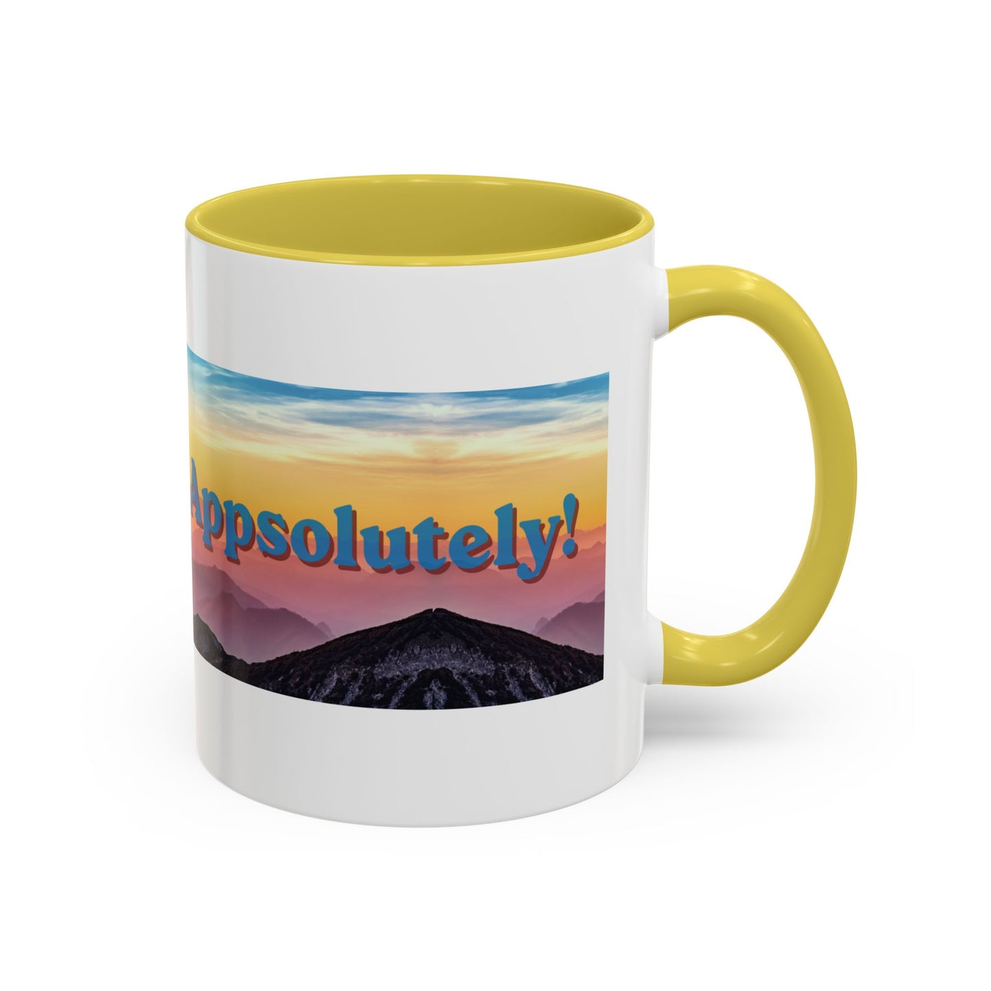 Appalachian Mountain Sunset Mug — "Appalachian? Appsolutely!" Colorful Coffee Cup (11oz/15oz)