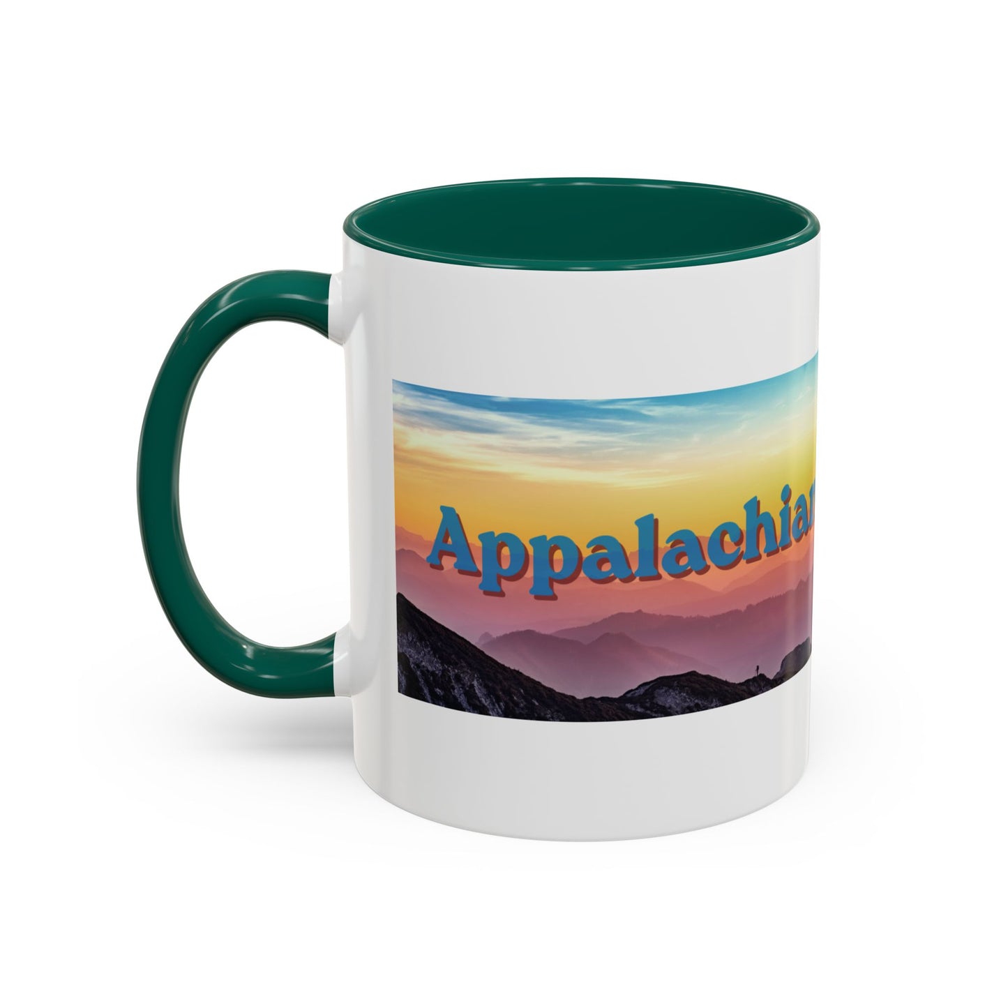 Appalachian Mountain Sunset Mug — "Appalachian? Appsolutely!" Colorful Coffee Cup (11oz/15oz)