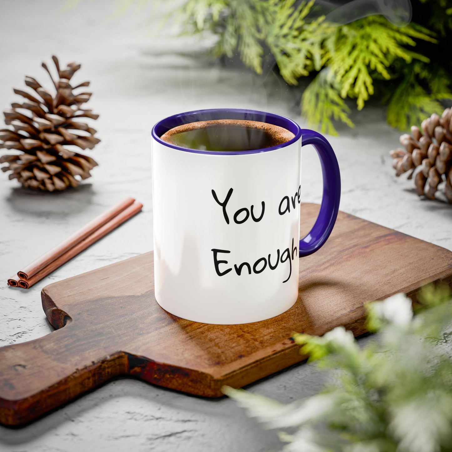 CAT LGBTQ Pride Parade "You are Enough" Coffee Mug — Color Accent 11oz & 15oz - Kitties on Parade!