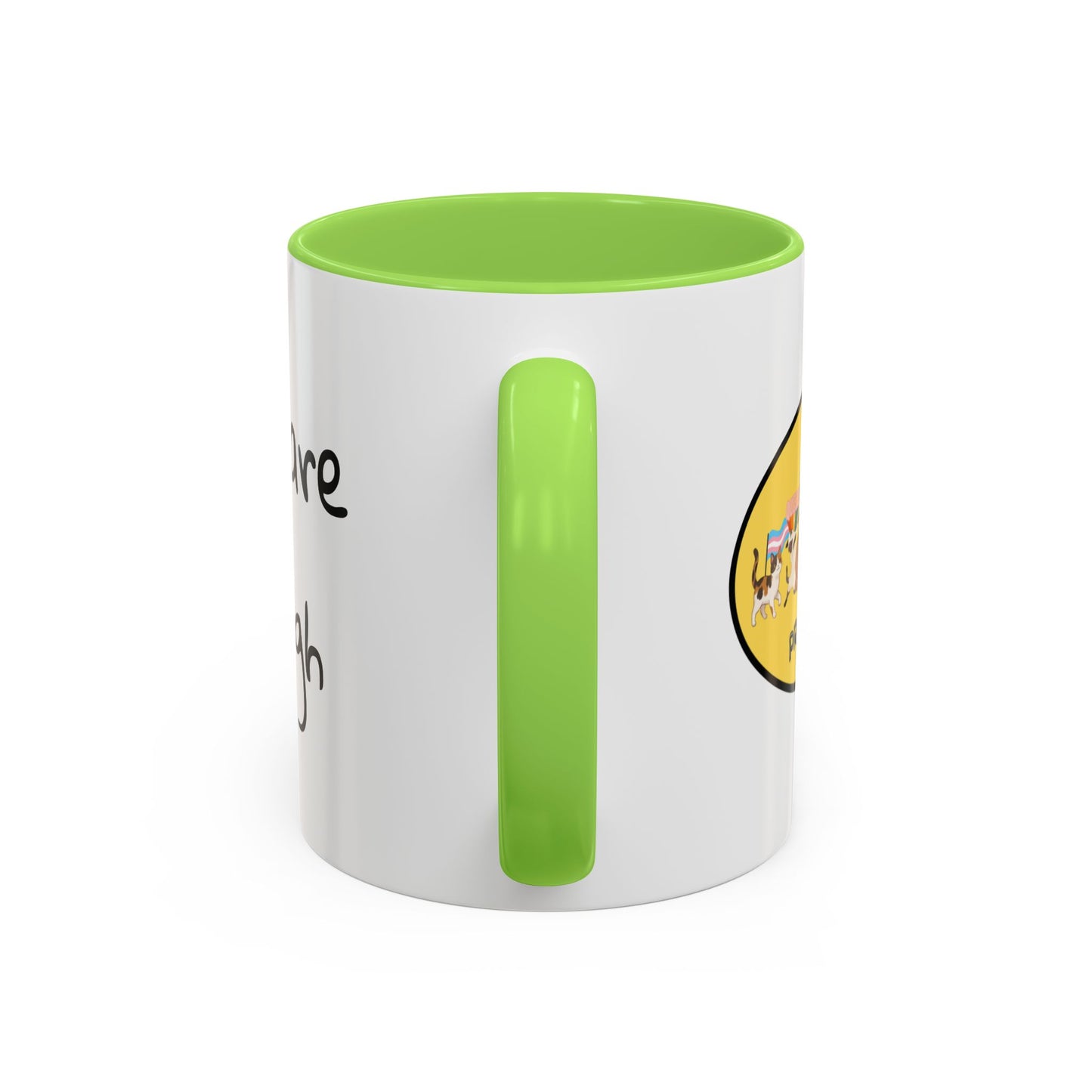 CAT LGBTQ Pride Parade "You are Enough" Coffee Mug — Color Accent 11oz & 15oz - Kitties on Parade!