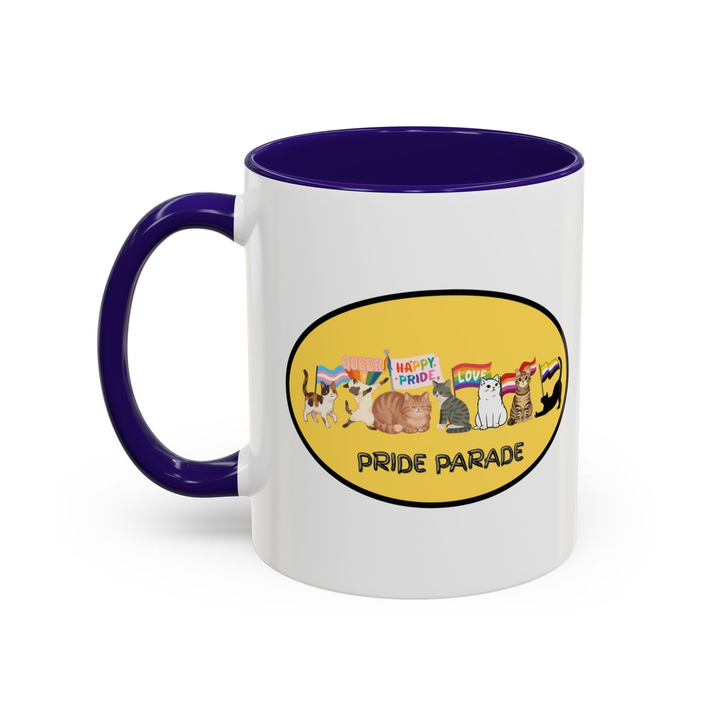 CAT LGBTQ Pride Parade "You are Enough" Coffee Mug — Color Accent 11oz & 15oz - Kitties on Parade!