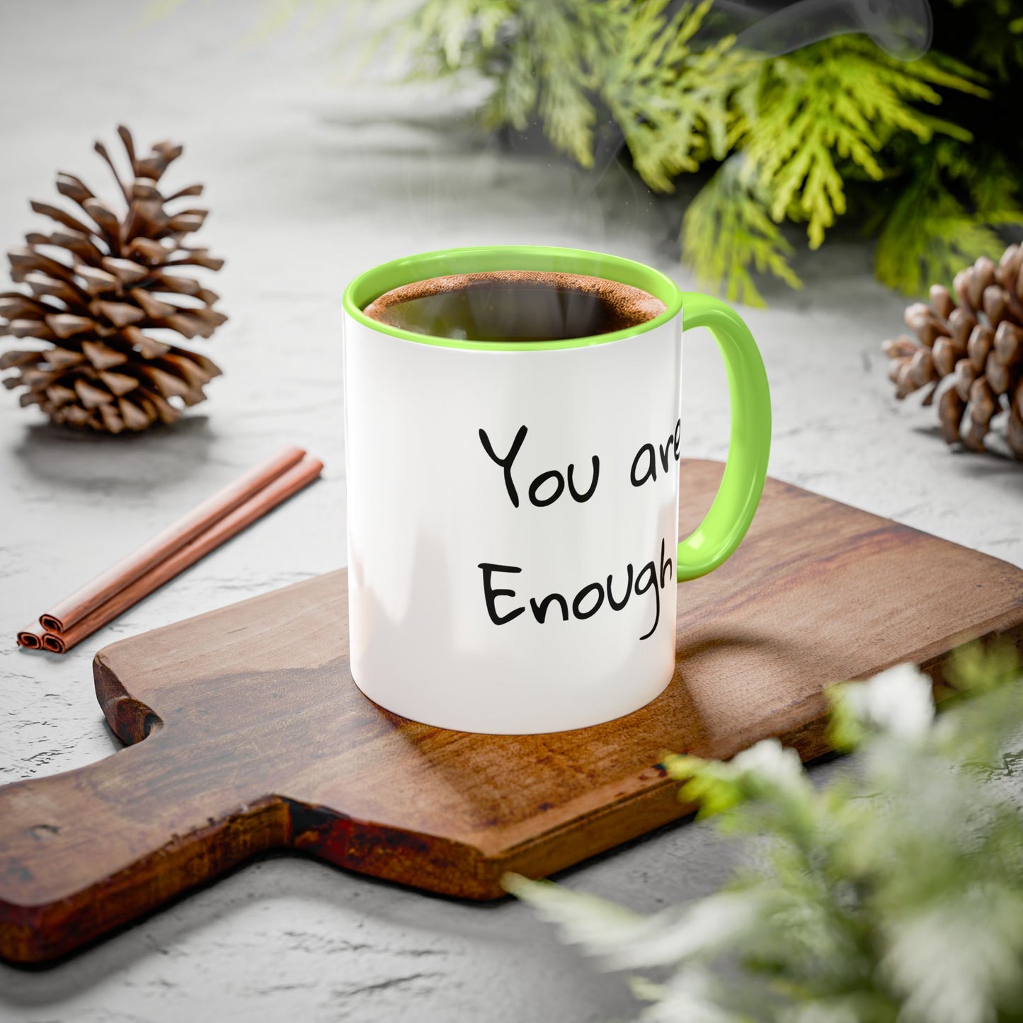 CAT LGBTQ Pride Parade "You are Enough" Coffee Mug — Color Accent 11oz & 15oz - Kitties on Parade!