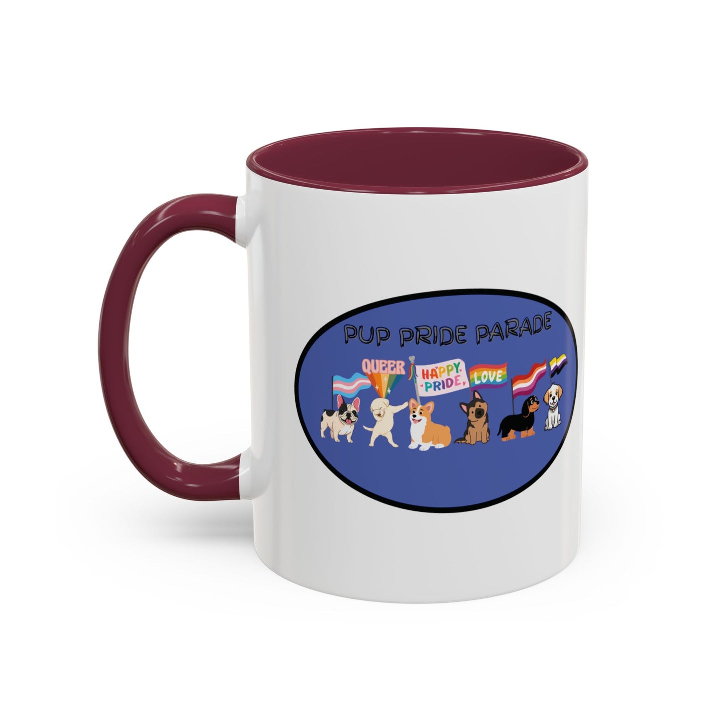 PUP PRIDE PARADE - LGBTQ Pride Parade with Dogs - Pet PRIDE Choose your own color - Colorful Mugs (11oz, 15oz) Gay Pride LGBTQIA+ Pride Month