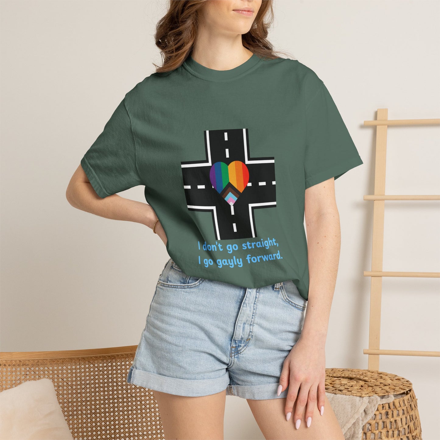T-shirt in a Rainbow of Colors "I don't go straight, I go gayly forward" LGBTQ+ Pride Gay Lesbian Bisexual shirt WOMAN OWNED BUSINESS