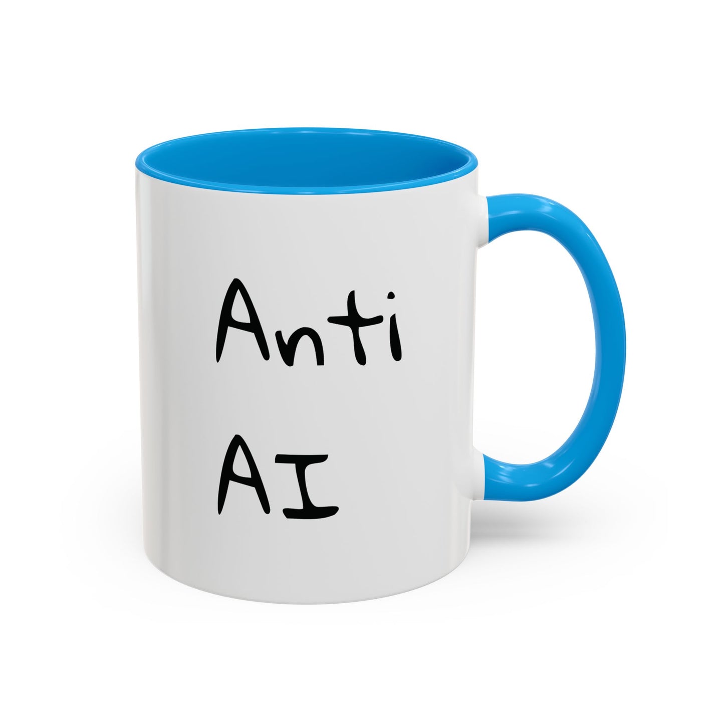 Anti AI Coffee Mug – Funny Novelty 11oz/15oz Color Accent Ceramic Mug