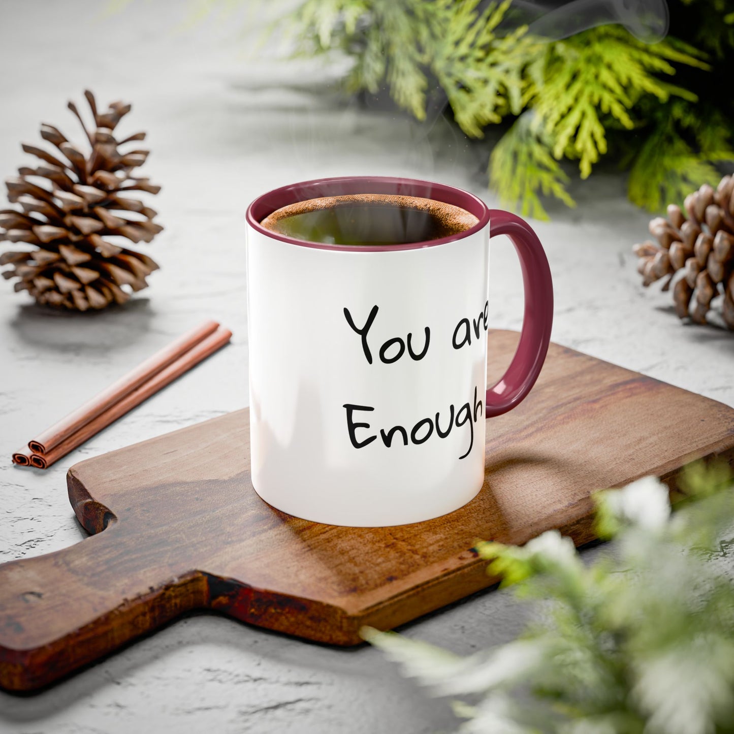CAT LGBTQ Pride Parade "You are Enough" Coffee Mug — Color Accent 11oz & 15oz - Kitties on Parade!