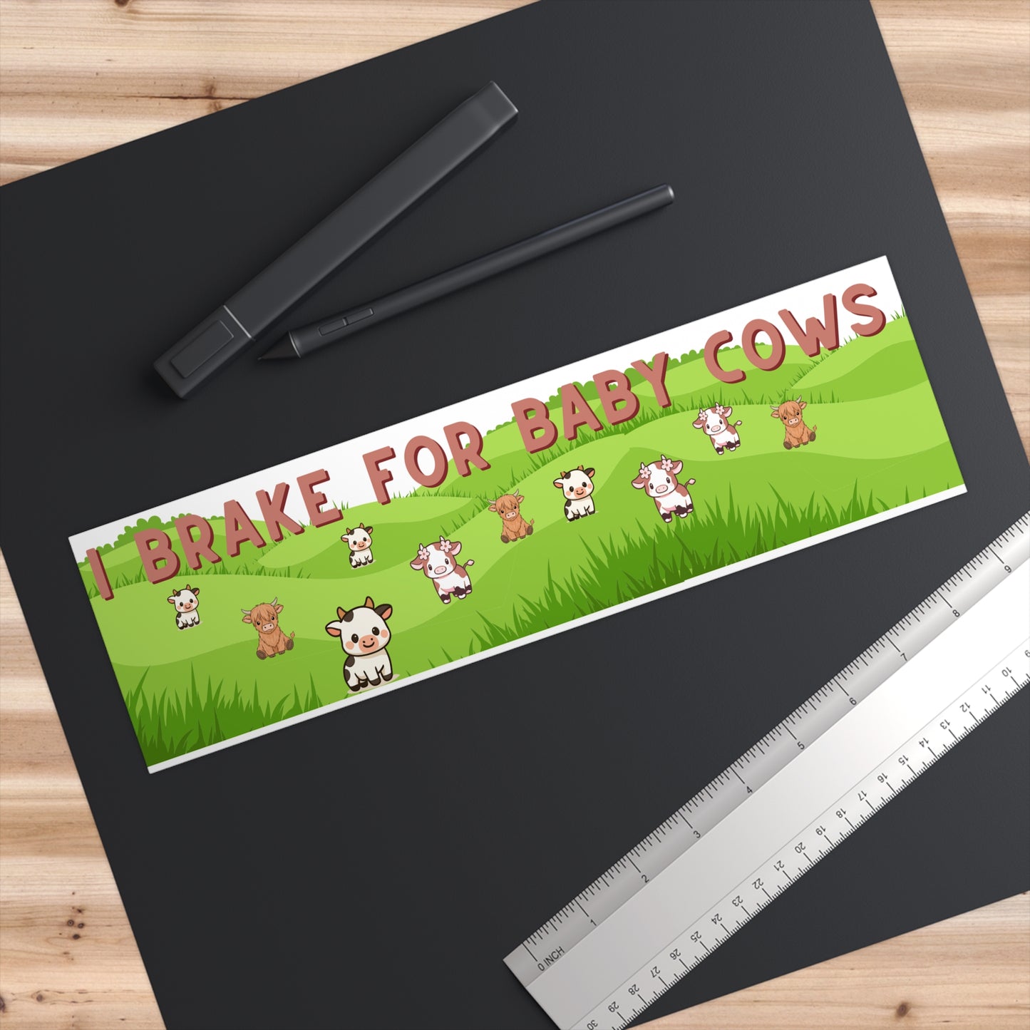 I Brake for Baby Cows Bumper Sticker — Cute Cow Lover Car Decal Vehicle Stickers for Farmers and People who love Animals - Vegetarian, Vegan, Pescatarian, animal lover