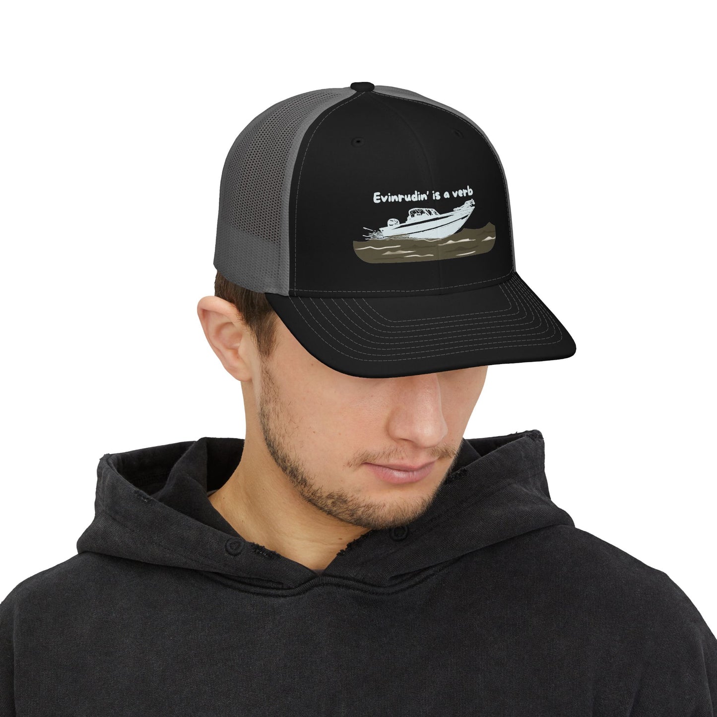 Boat Life Trucker Hat / Cap — "Evinrudin is a Verb" Snapback Hat celebrating days on the lake or river and Summer vibes