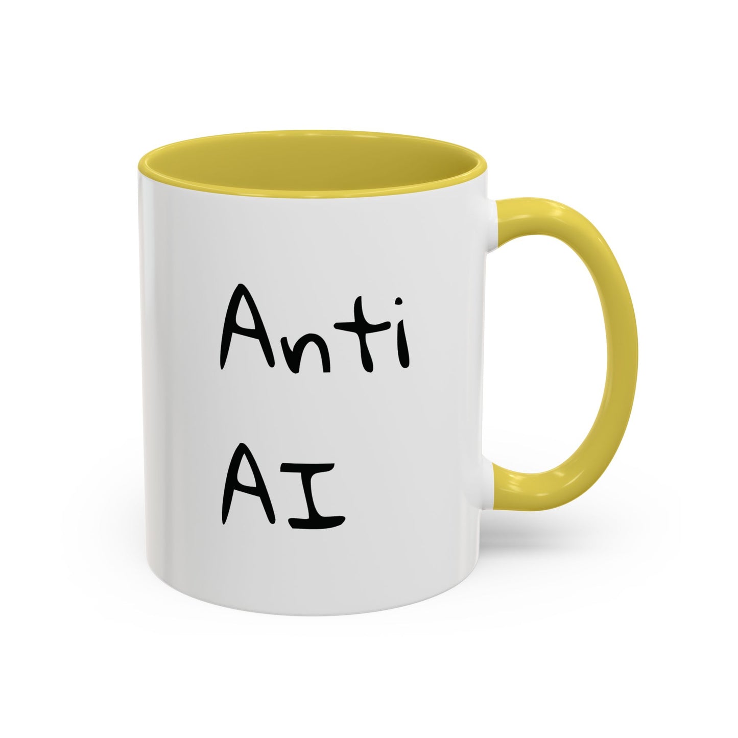 Anti AI Coffee Mug – Funny Novelty 11oz/15oz Color Accent Ceramic Mug