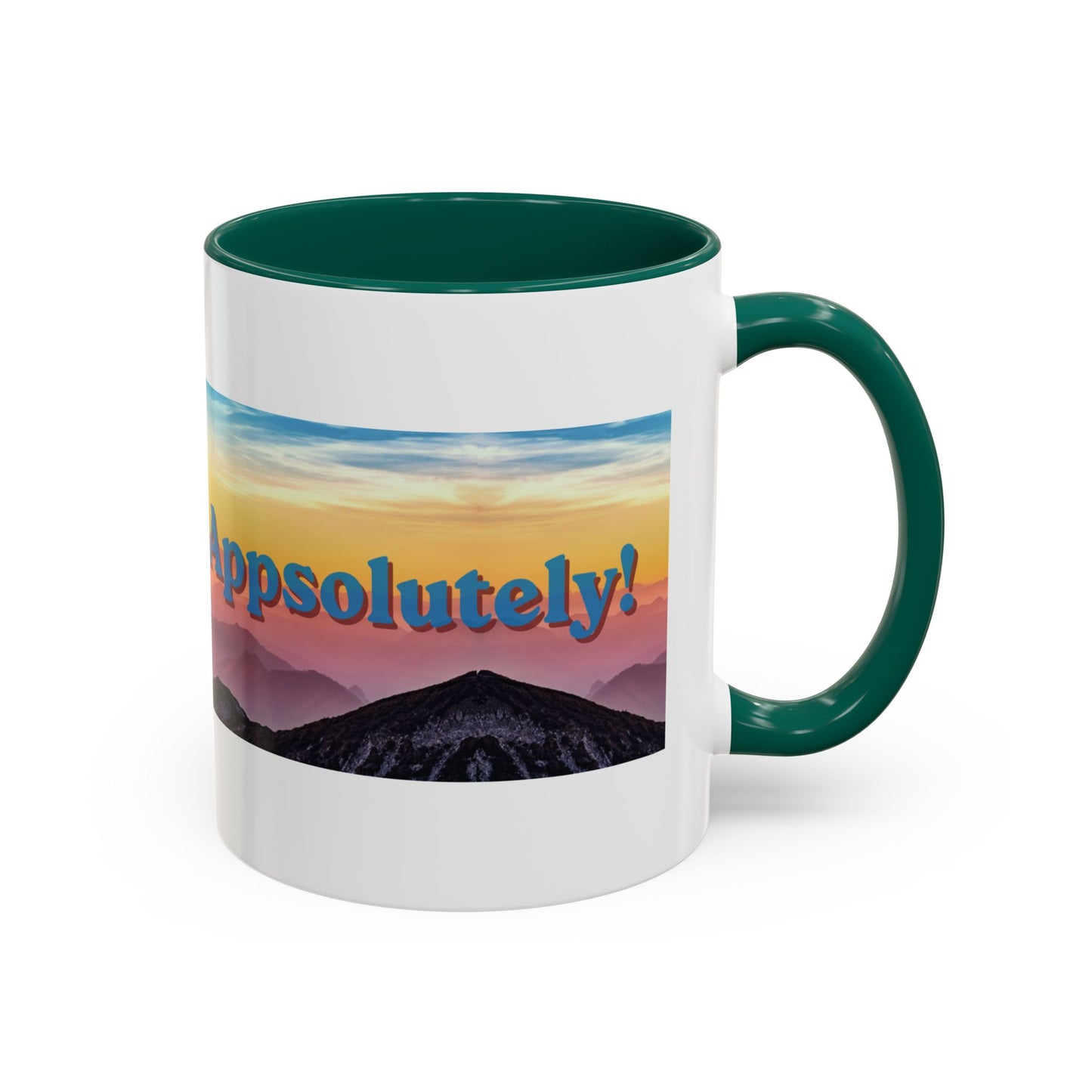 Appalachian Mountain Sunset Mug — "Appalachian? Appsolutely!" Colorful Coffee Cup (11oz/15oz)