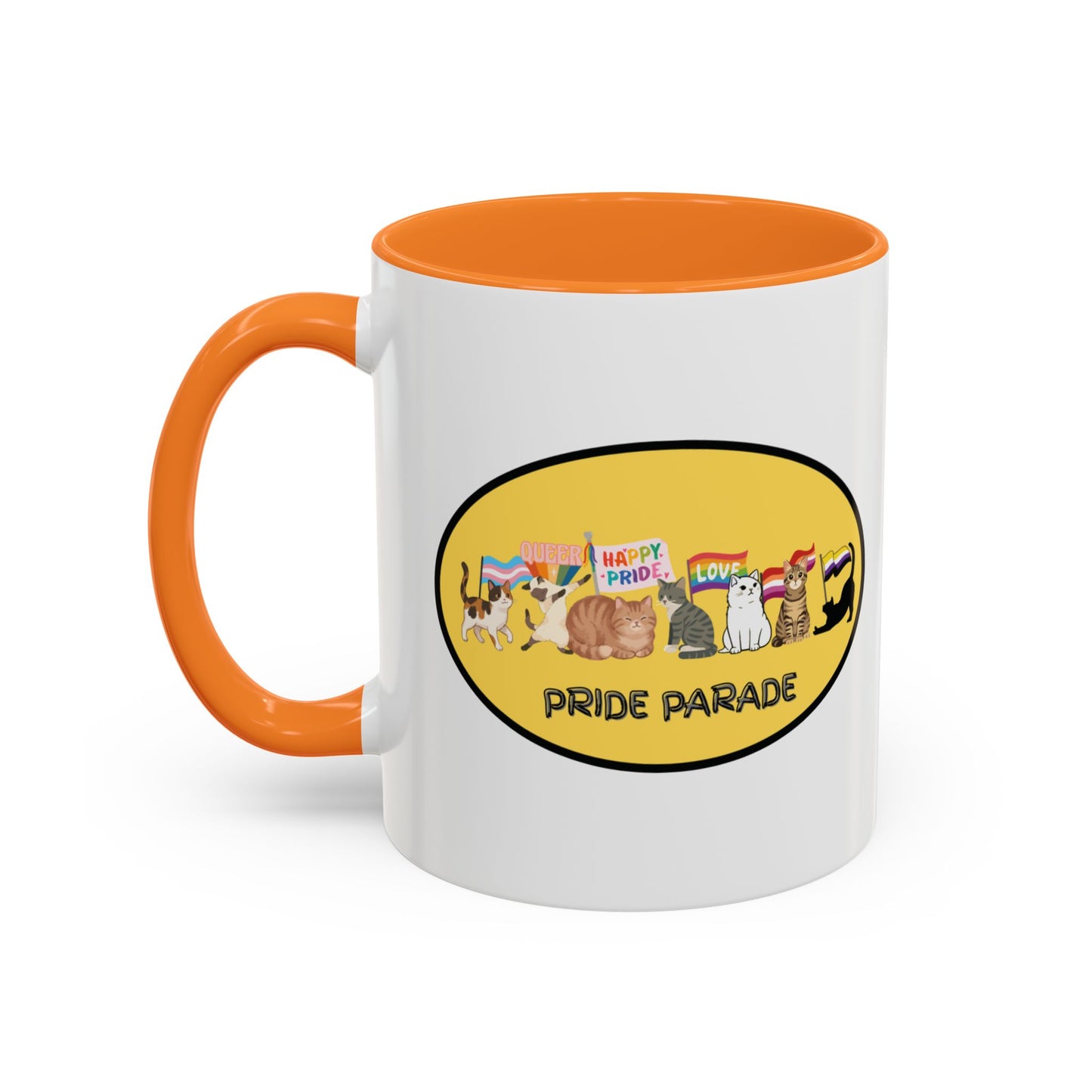 CAT LGBTQ Pride Parade "You are Enough" Coffee Mug — Color Accent 11oz & 15oz - Kitties on Parade!