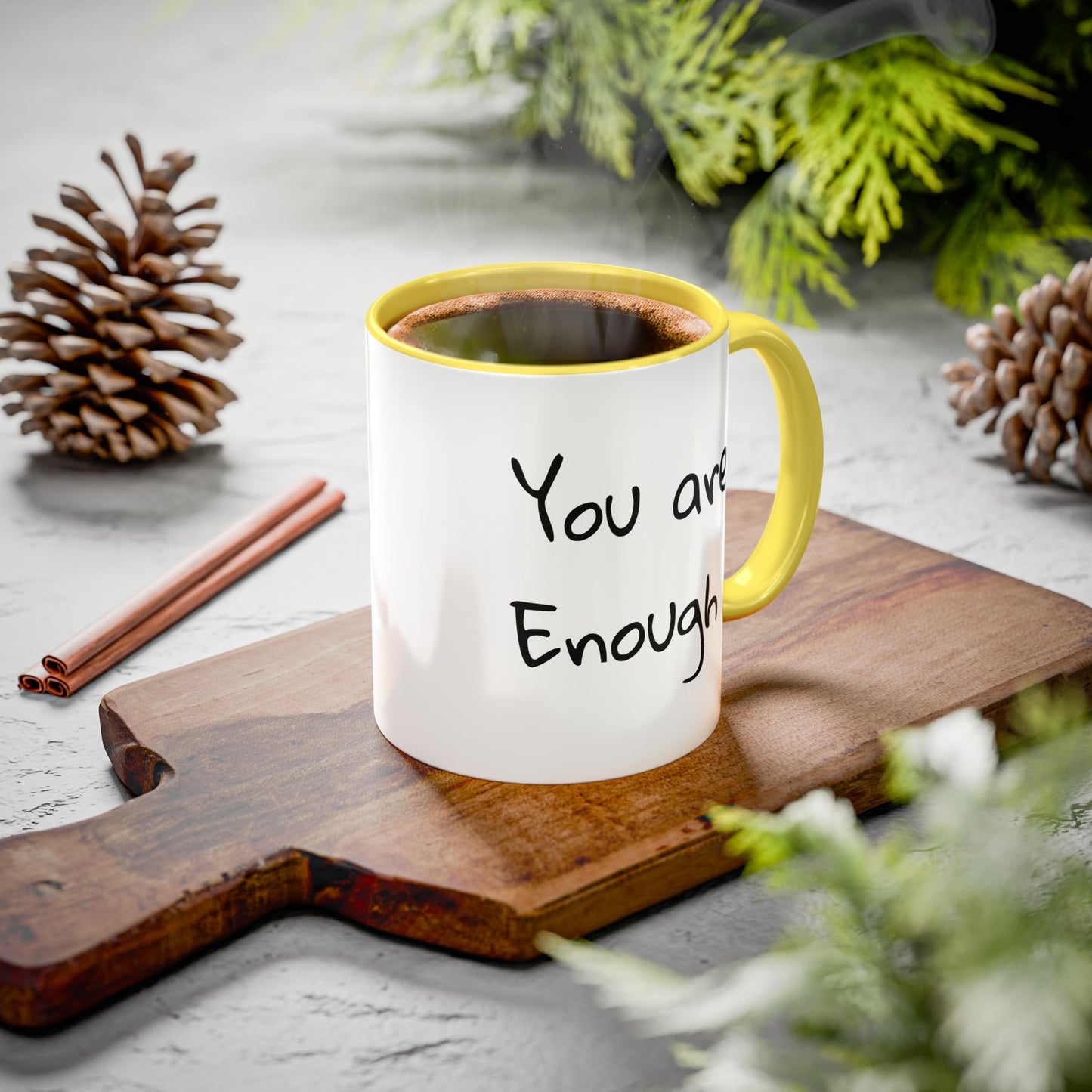 CAT LGBTQ Pride Parade "You are Enough" Coffee Mug — Color Accent 11oz & 15oz - Kitties on Parade!