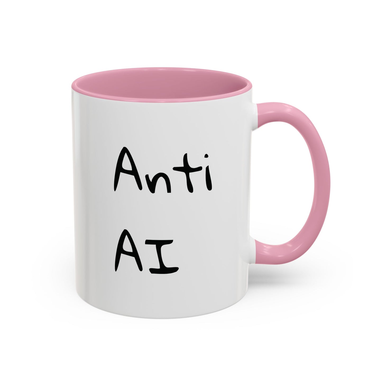 Anti AI Coffee Mug – Funny Novelty 11oz/15oz Color Accent Ceramic Mug