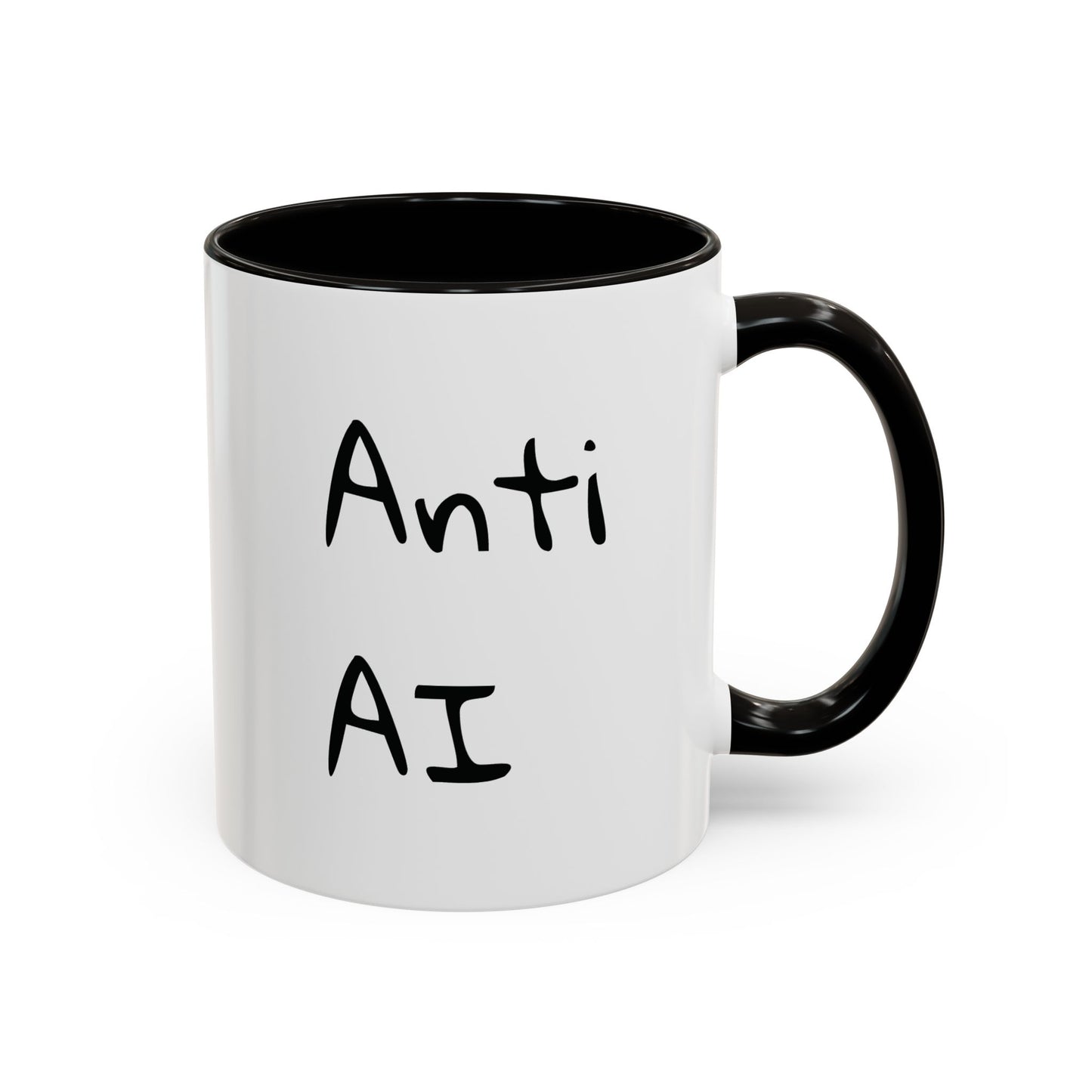 Anti AI Coffee Mug – Funny Novelty 11oz/15oz Color Accent Ceramic Mug