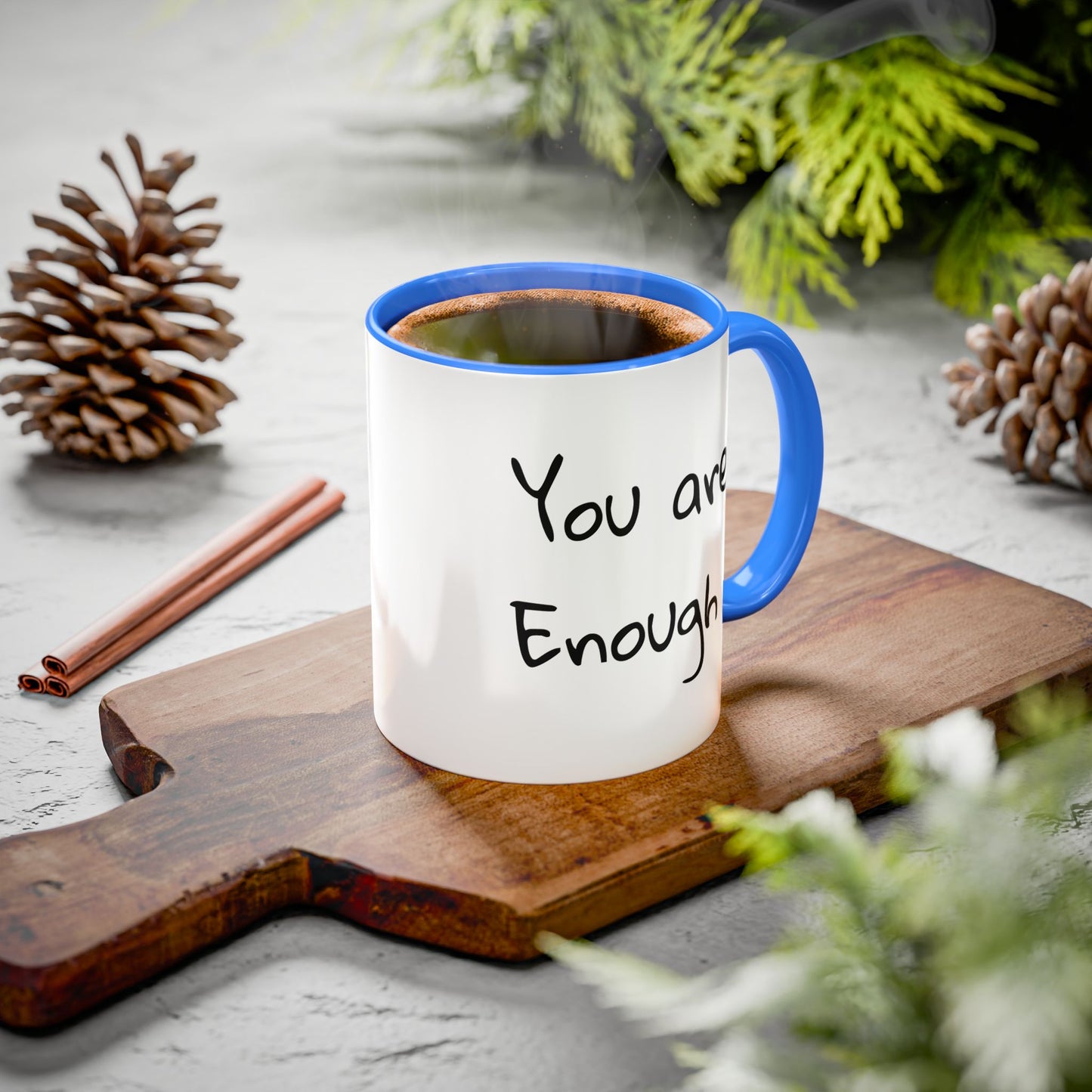 CAT LGBTQ Pride Parade "You are Enough" Coffee Mug — Color Accent 11oz & 15oz - Kitties on Parade!