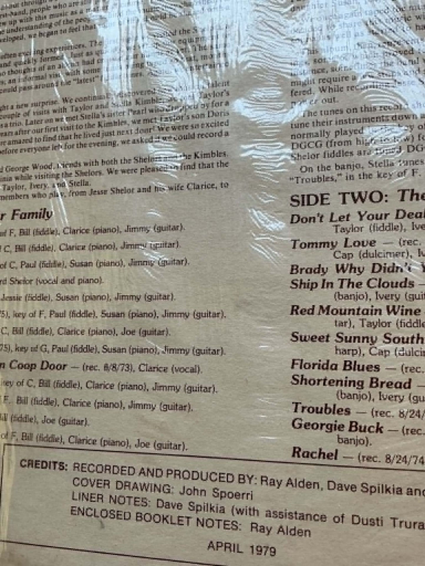 1979 RARE Vinyl Record - Eight Miles Apart: Old Time Music from Patrick & Carroll County, Virginia w/ Kimble & Shelor Families, with liner notes/insert - 1970s bluegrass Old-Time Music