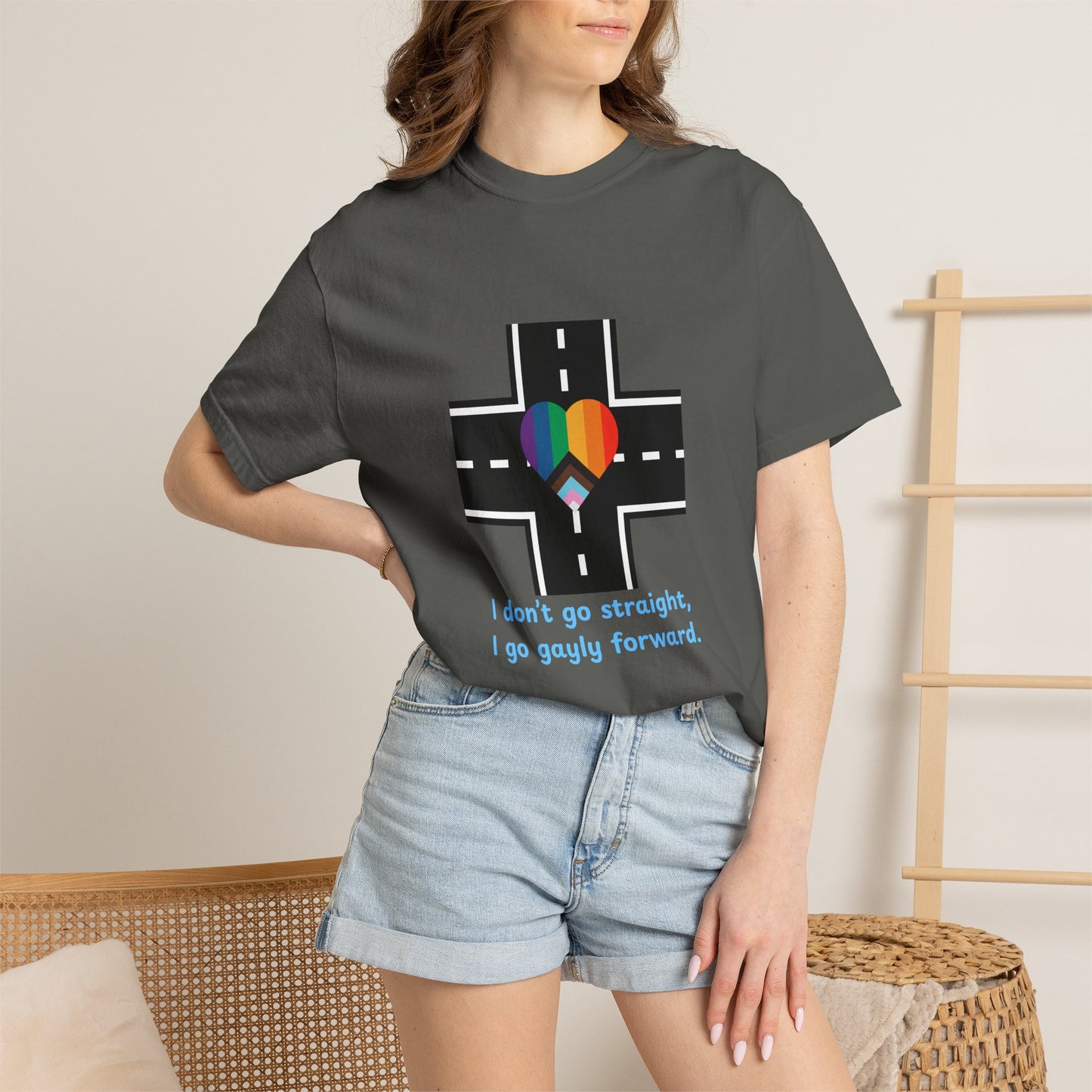 T-shirt in a Rainbow of Colors "I don't go straight, I go gayly forward" LGBTQ+ Pride Gay Lesbian Bisexual shirt WOMAN OWNED BUSINESS