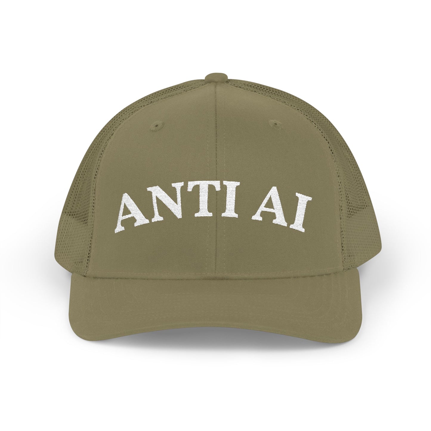 ANTI AI Snapback Trucker Hat – Retro White-Black Mesh Cap for Those who DETEST AI and want the world to know! NO AI and NO DATA CENTERS